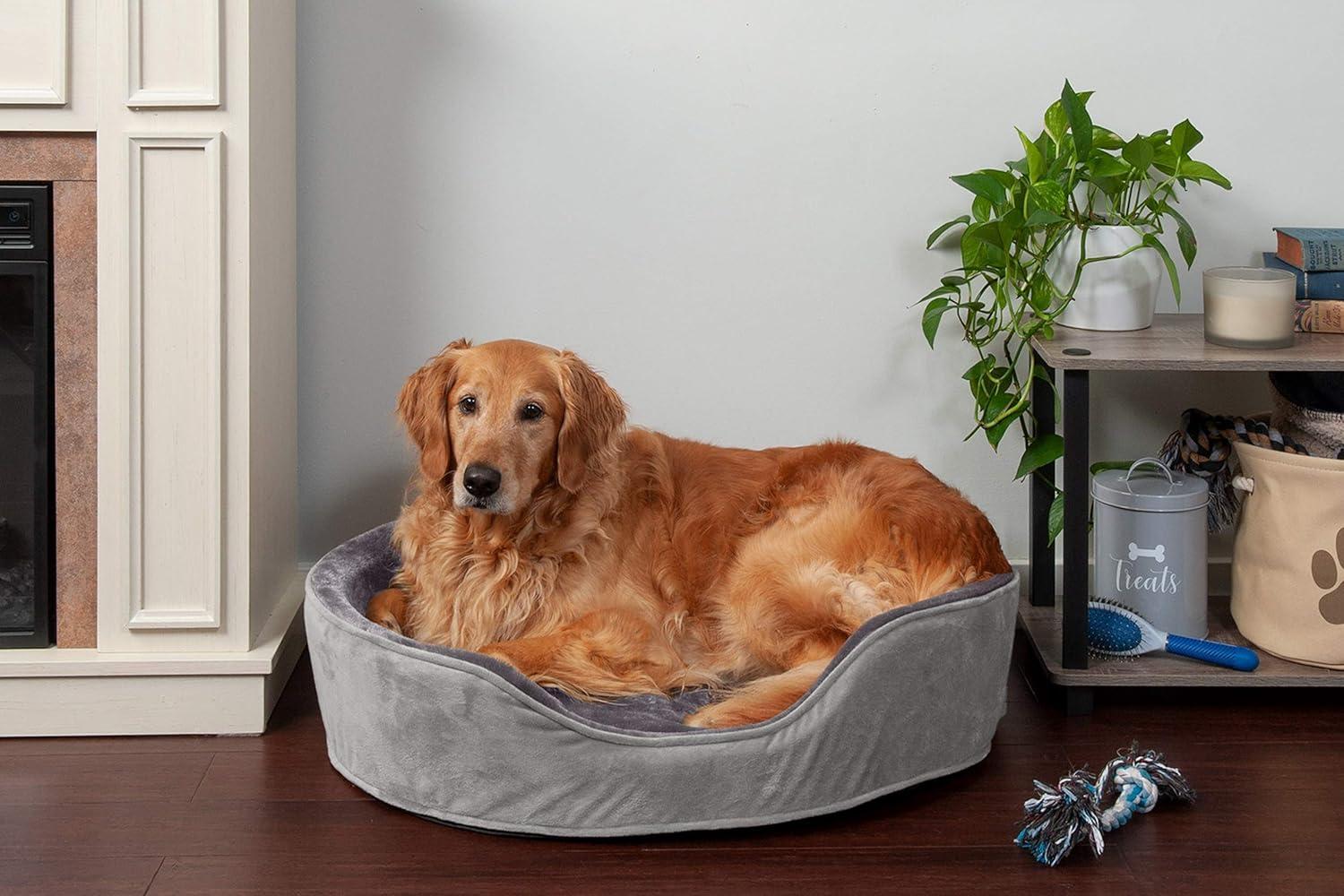 FurHaven Plush & Velvet Oval Dog Bed