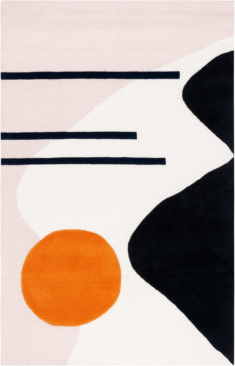Rodeo Drive RD883 Hand Tufted Indoor Area Rug - 6'x9' - Blush/Black - Safavieh