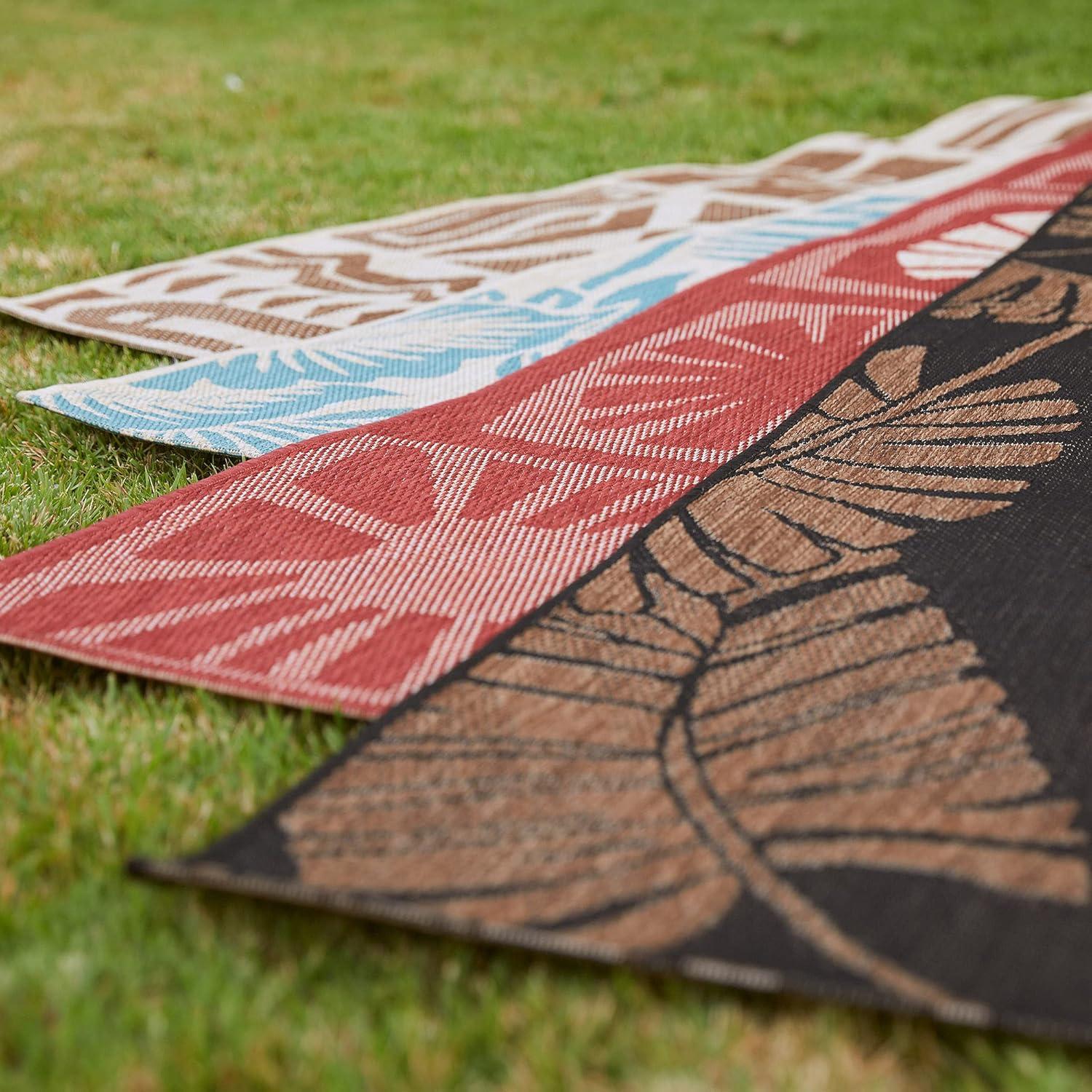 Reyn Spooner Reyn Spooner Lua'ehu Havana Brown/Black Bold Tropical Leaf Flatweave Indoor/Outdoor Area Rug