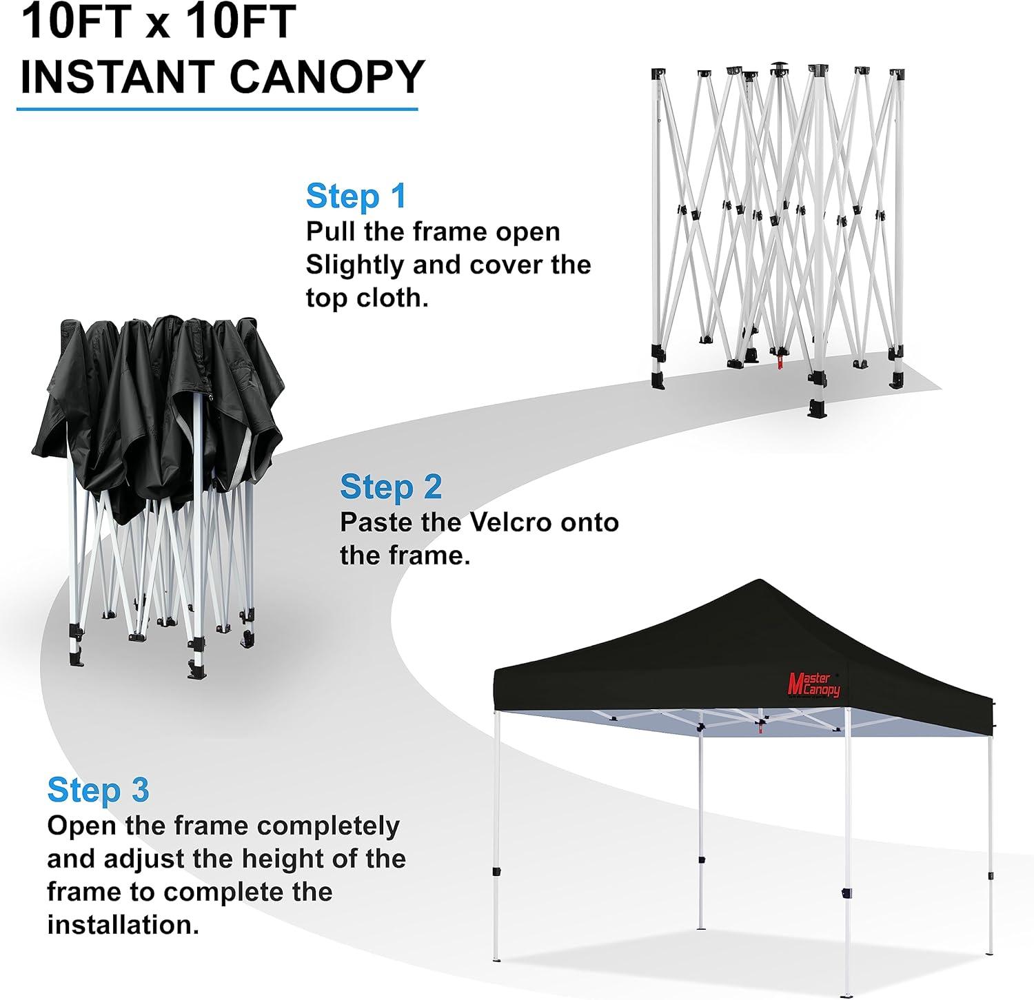 MASTERCANOPY Pop Up Canopy Tent Commercial Grade 10x10 Instant Shelter (Black)