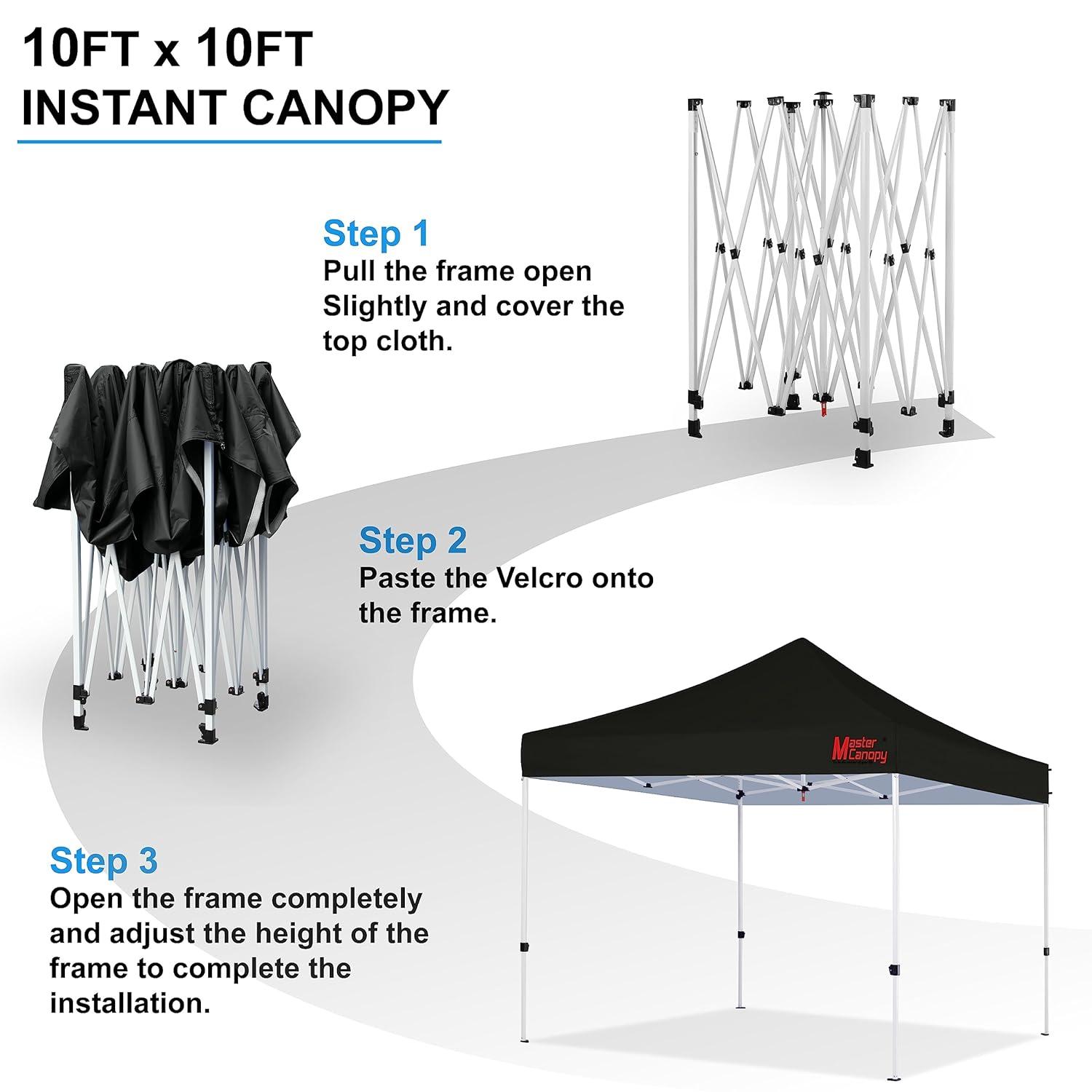 MASTERCANOPY Pop Up Canopy Tent Commercial Grade 10x10 Instant Shelter (Black)