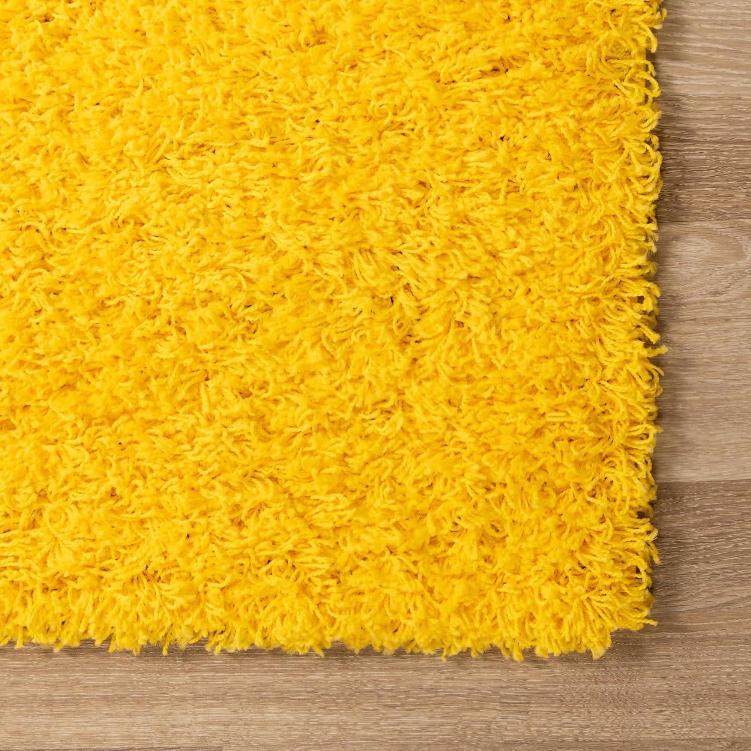 Tuscan Sun Yellow Luxurious Shag Runner Rug 2' x 6' 5"