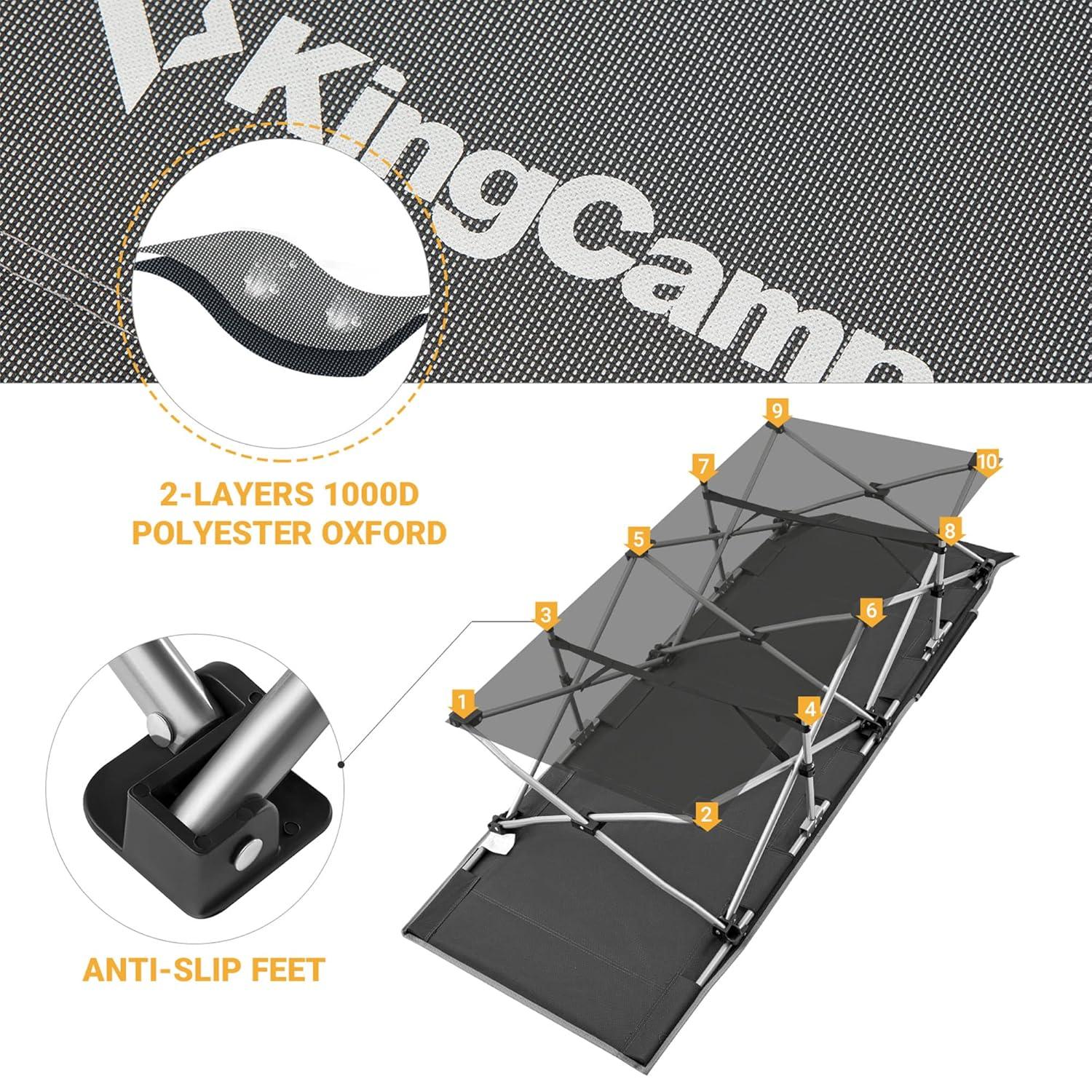 KingCamp Folding Portable Outdoor Camping Cot w/ Multi Layer Side Pocket | Wayfair