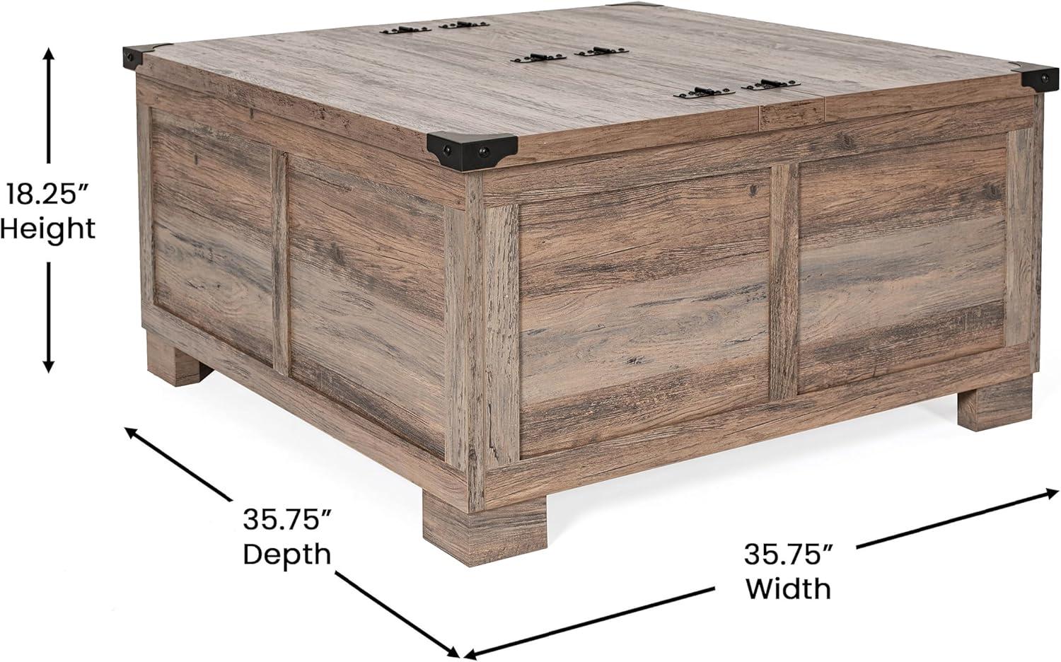 Taylor & Logan Willard Modern Farmhouse Coffee Table: Lift-Top, Engineered Wood, Lockable Hinges
