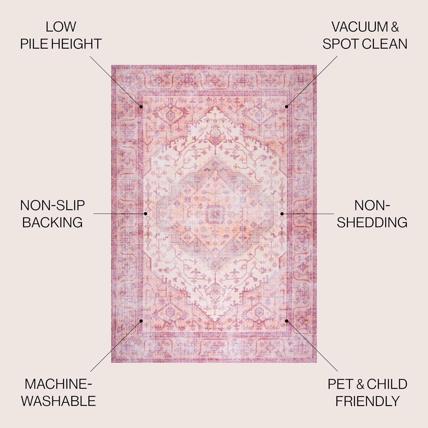 5' x 8' Alacati Ogee Medallion Machine Washable Indoor/Outdoor Area Rug, Red/Orange/Cream - JONATHAN Y