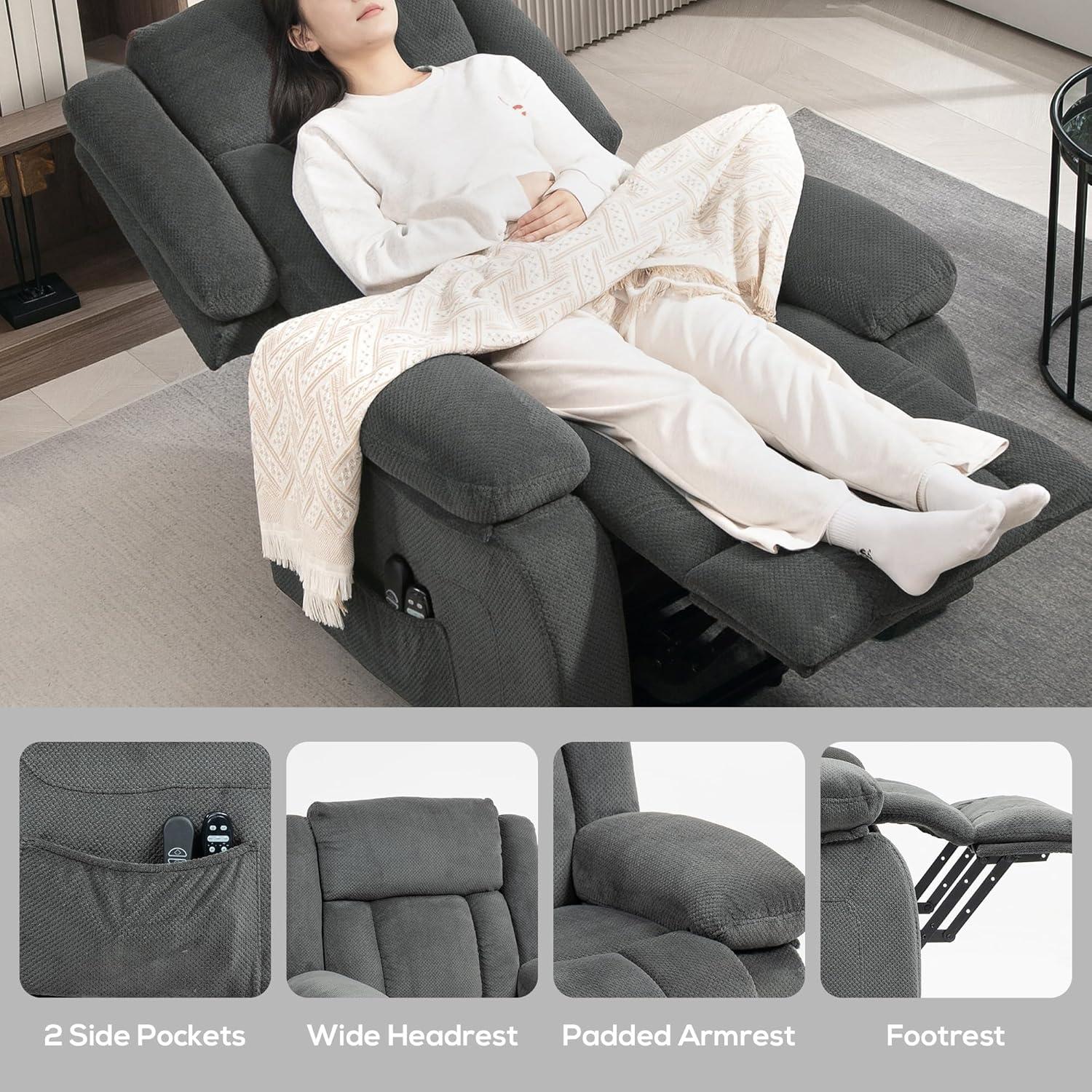 HOMCOM Power Lift Recliner Chair with Massage and Heat, Electric Lift Chair for Elderly, Gray