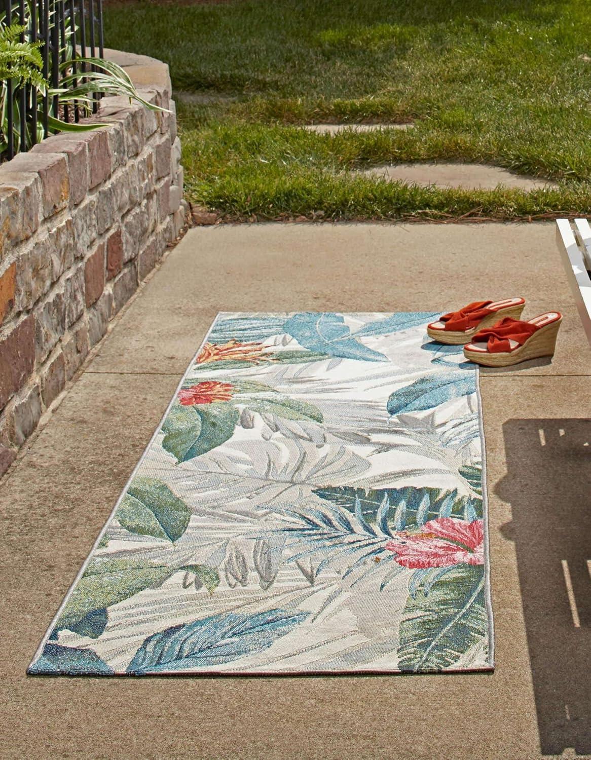 Unique Loom 2' 7 x 12' 0 Runner Multi Outdoor Botanical Kula Area Rug