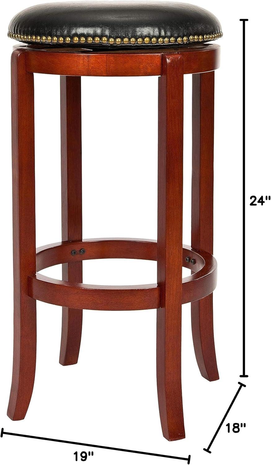 Ellwood Light Cherry and Black Leather Swivel Counter Stool