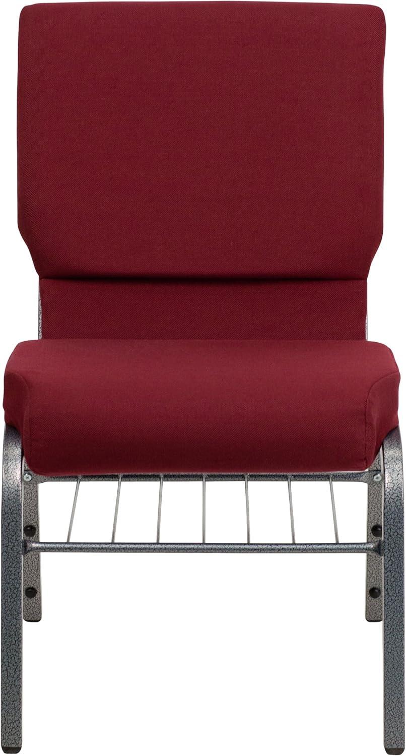 Flash Furniture Hercules Series 18.5"W Upholstered Adult Church Chair with Book Rack, Burgundy