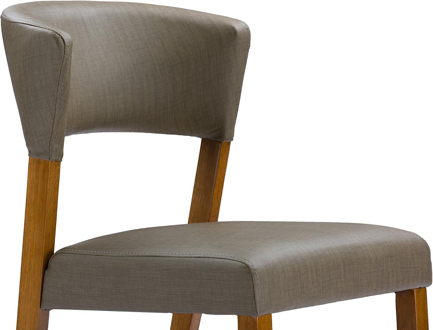 2pk Mid Century Dining Chairs Walnut/Gray Faux Leather - Baxton Studio: Solid Wood Legs, Polyester Upholstery