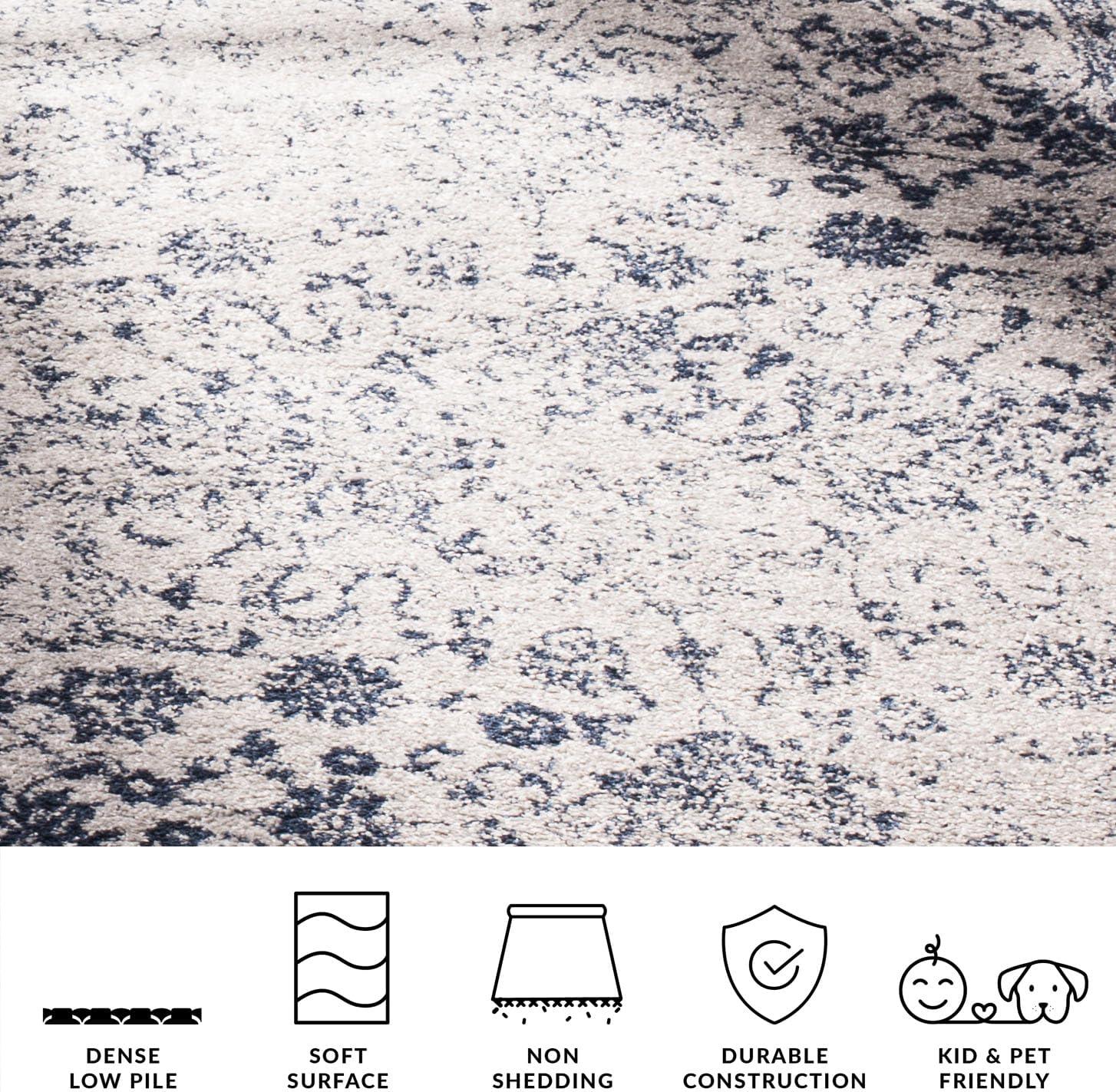 Adirondack ADR109 Non-Shedding Power Loomed Indoor Runner Rug - Grey/Navy - 2'6"x6' - Safavieh