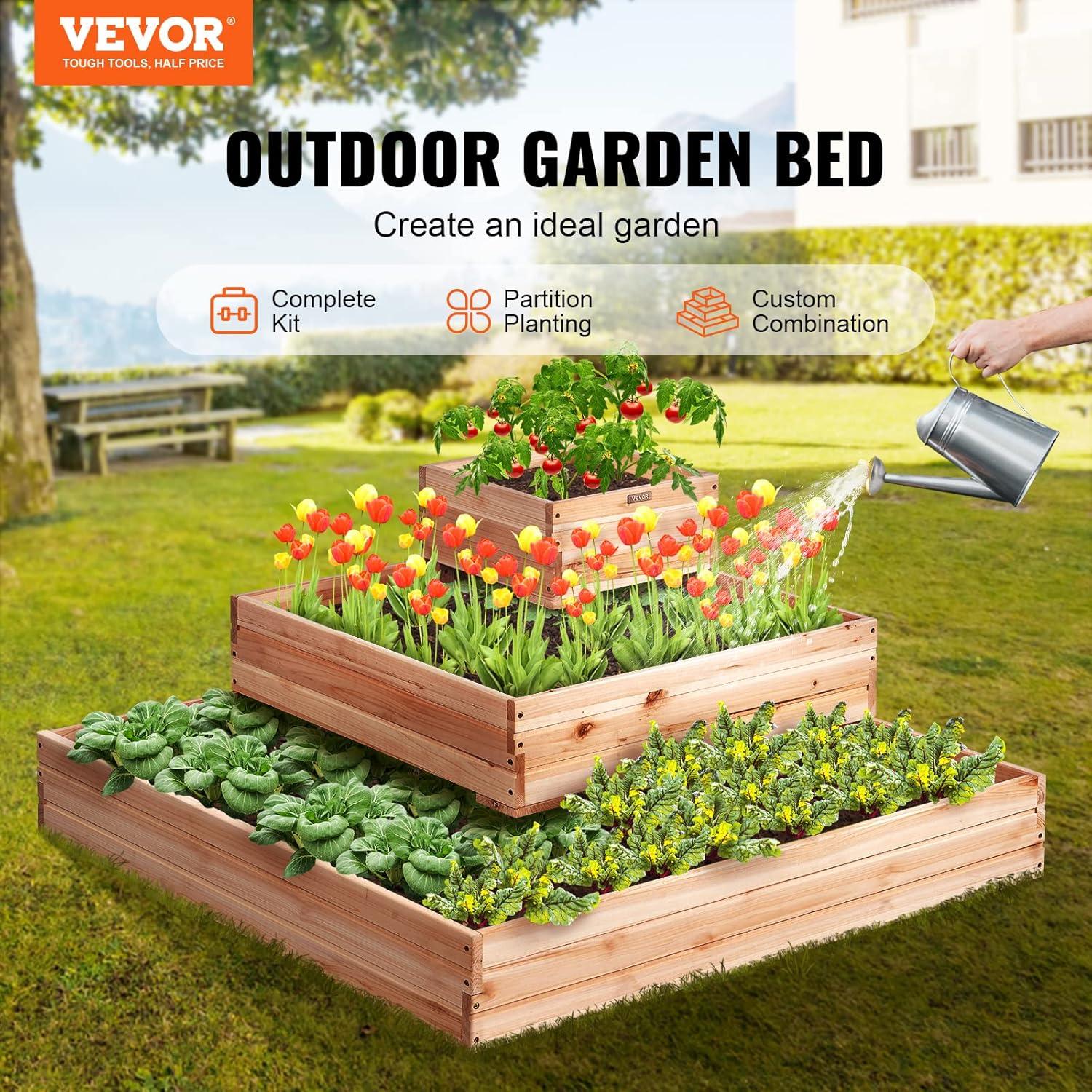 Burlywood Wooden Raised Garden Bed Planter 44.5"x44.5"x20.1"