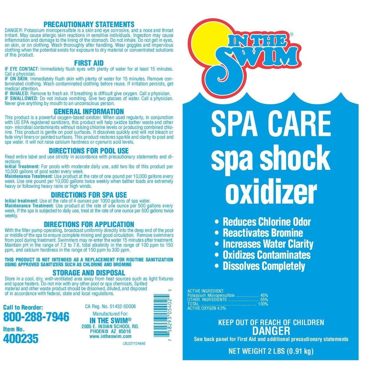 In The Swim Spa Care Spa Shock Oxidizer - Spa chemicals for spa sanitation F124002024AE