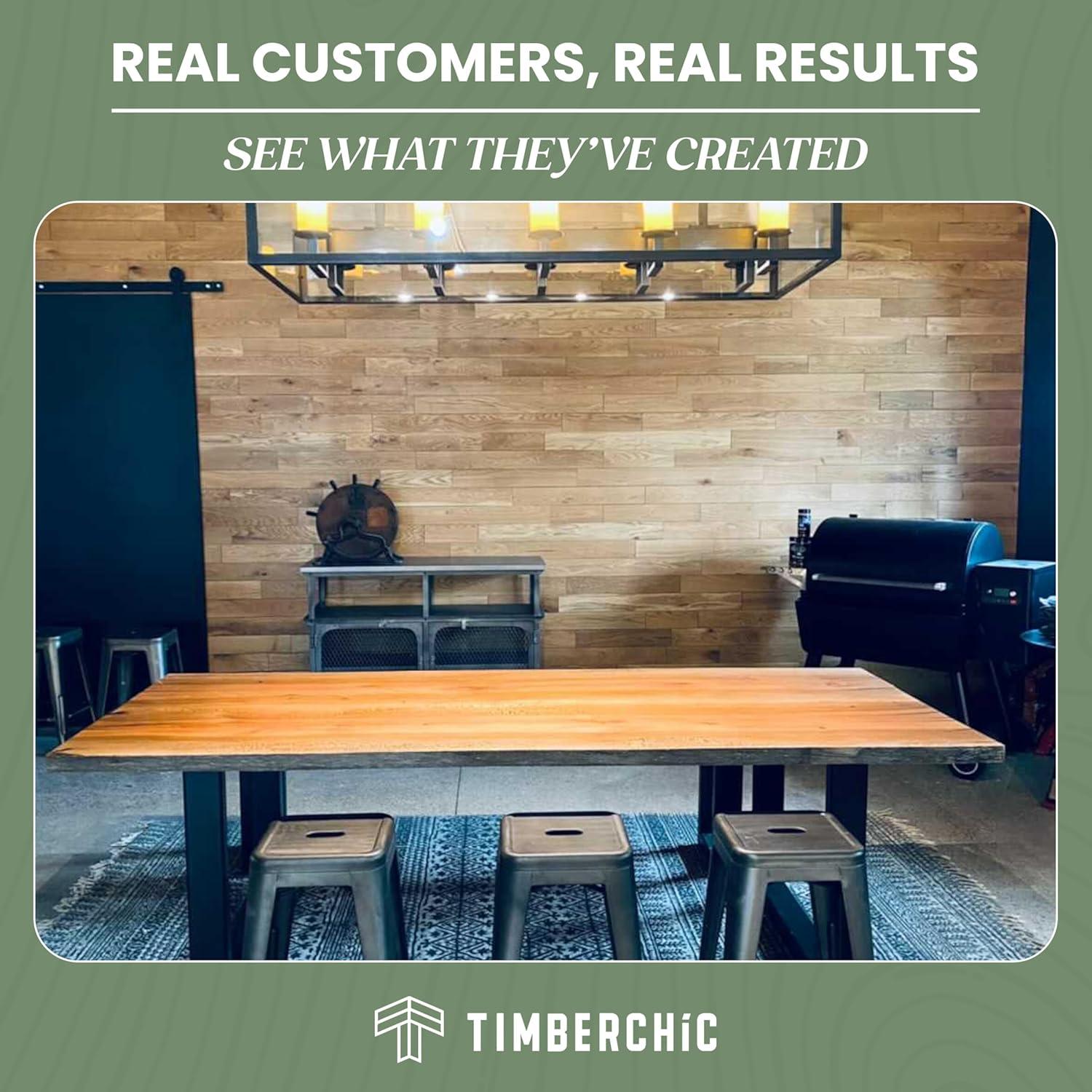 Timberchic Oak Wooden Wall planks - Simple Peel & Stick Wall Covering Application for DIY Accent Wall & Home Improvement - Premium Modern Wall Paneling - 10 sq ft