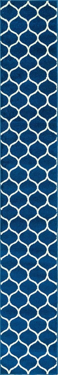 Unique Loom 2' 0 x 13' 0 Trellis Frieze Rounded Navy Blue Area Rug