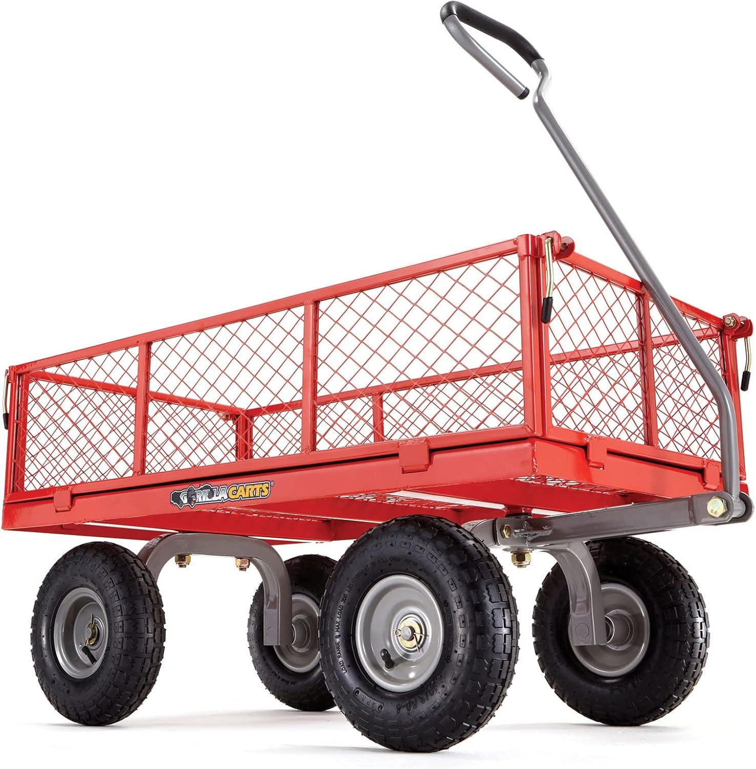 Gorilla Cart 1000 Pound Capacity Heavy Duty Steel Mesh Utility Wagon Cart