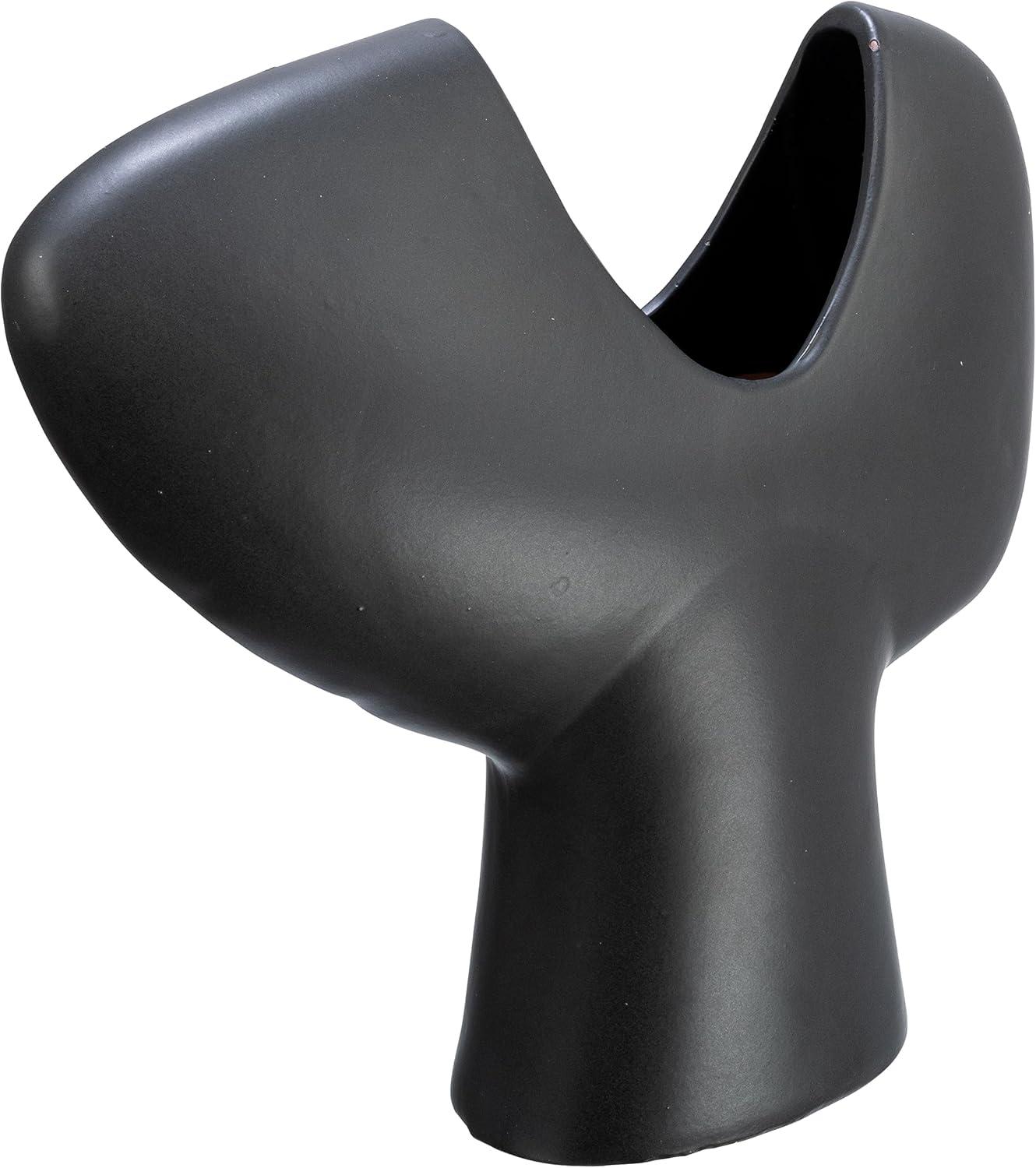 Bloomingville Modern Stoneware Abstract Vase, Matte Black