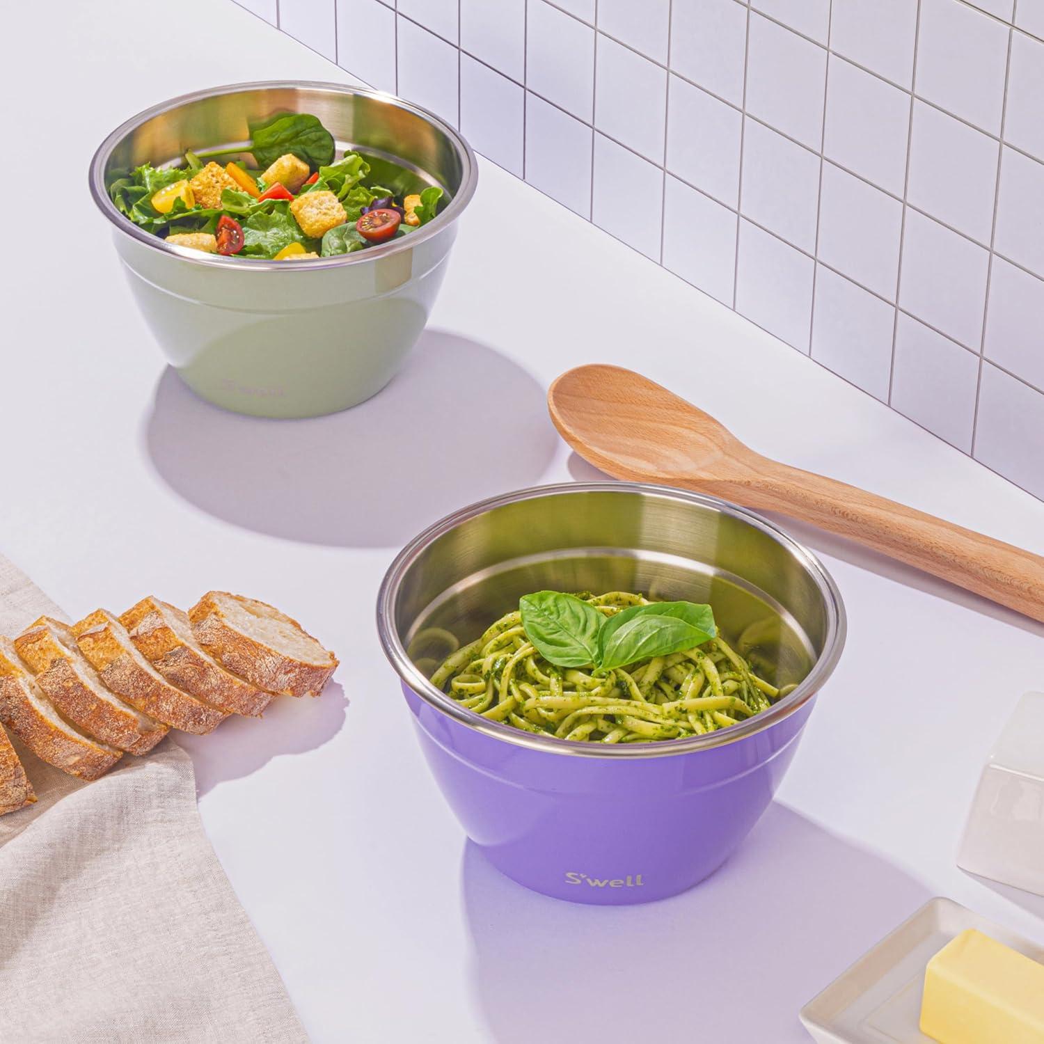 S'well 64oz Salad Bowl Kit Sage: Stainless Steel, Leakproof, BPA-Free, Dishwasher-Safe, Salad Container with Lid