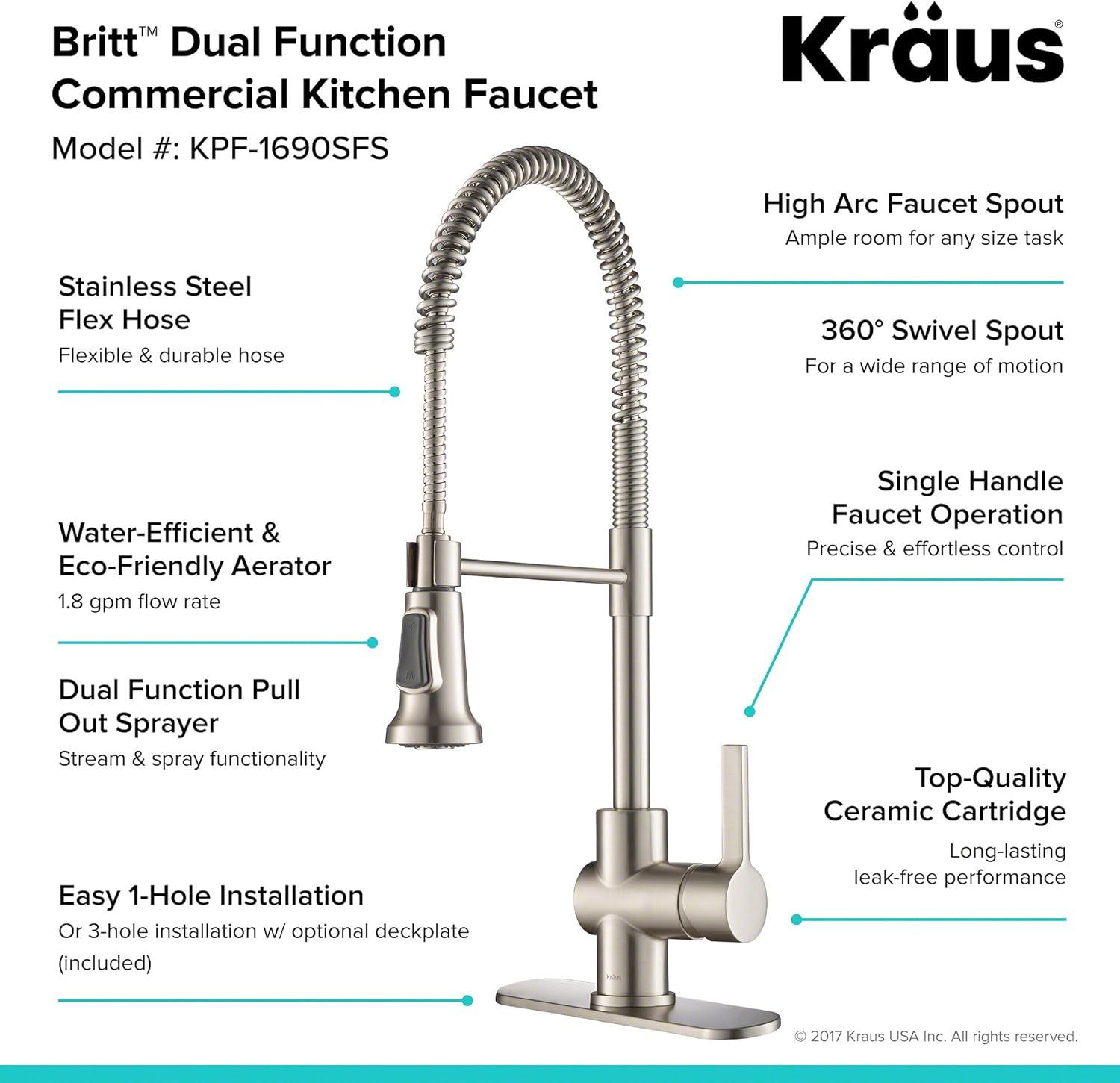 KRAUS Britt Single Handle Commercial Style Kitchen Faucet