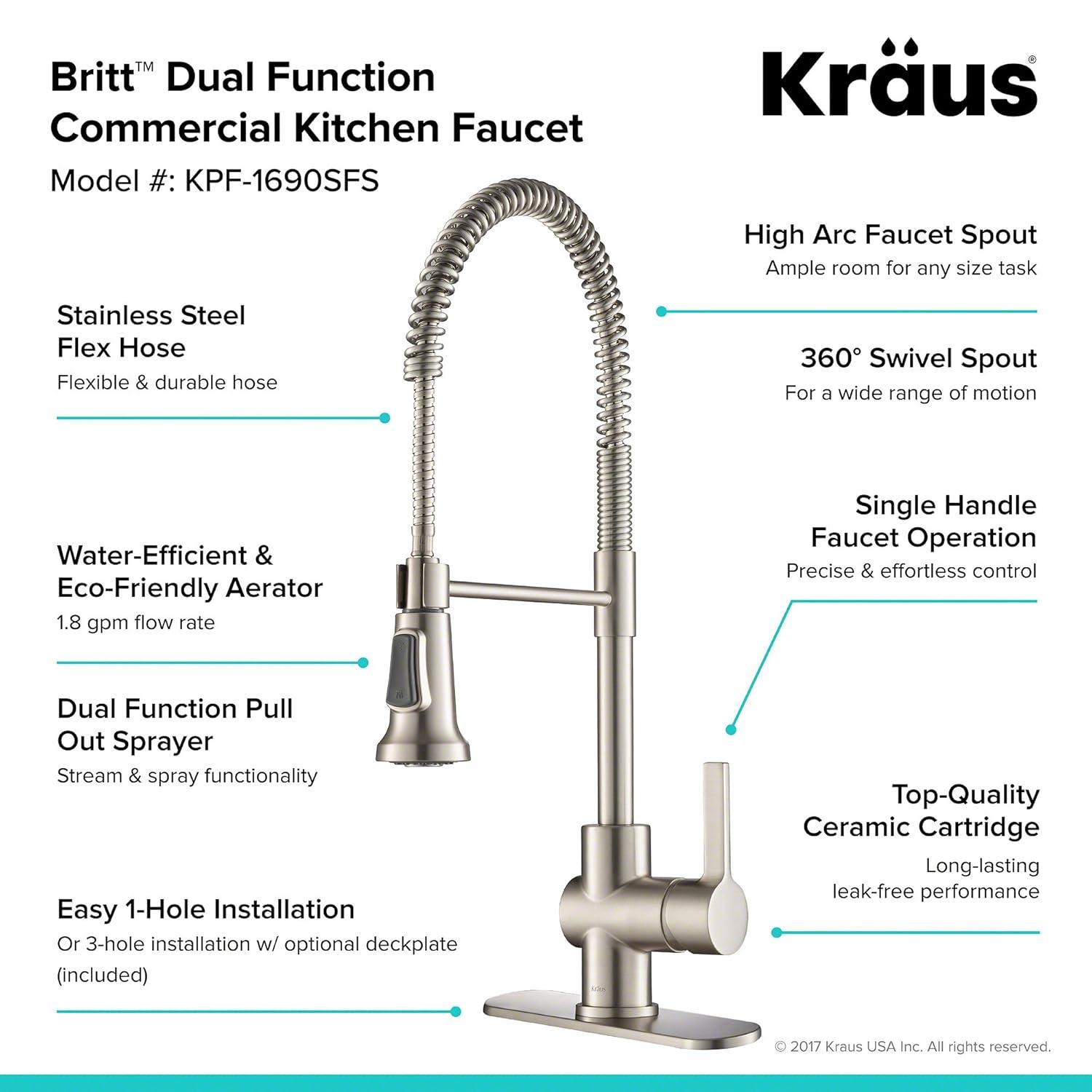 KRAUS Britt Single Handle Commercial Style Kitchen Faucet