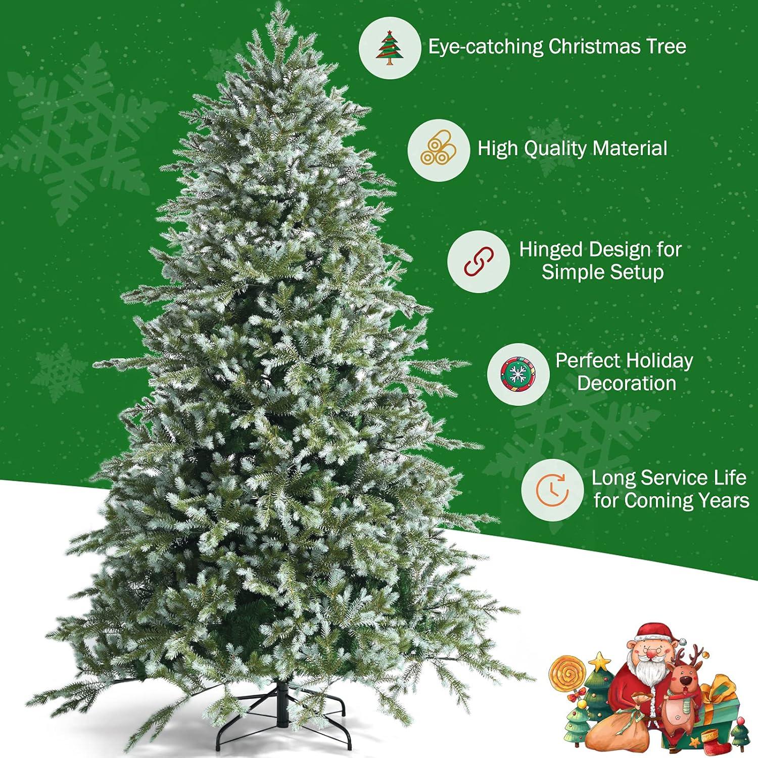 Resenkos Christmas Tree,Home Party Christmas Tree Decorations,8 Feet Hinged Artificial Christmas Spruce Tree with Mixed PE and PVC Tips