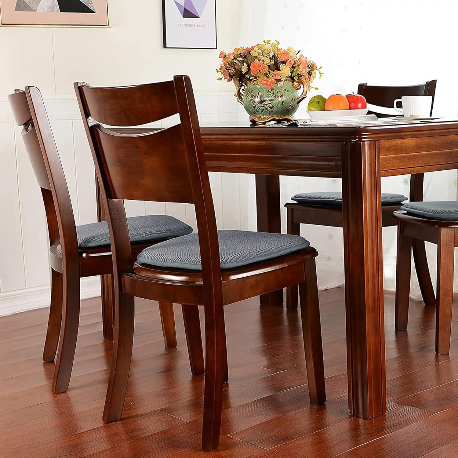 Shinnwa Chair Cushions Set of 4 Seat Cushions Soft Velvet Non Slip Chair Pads for Kitchen Dining Chairs 15 x 16 inch, Gray