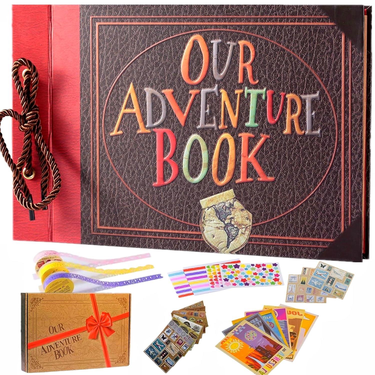 Handcrafted Retro Leather-Bound Scrapbook with Canvas Cover