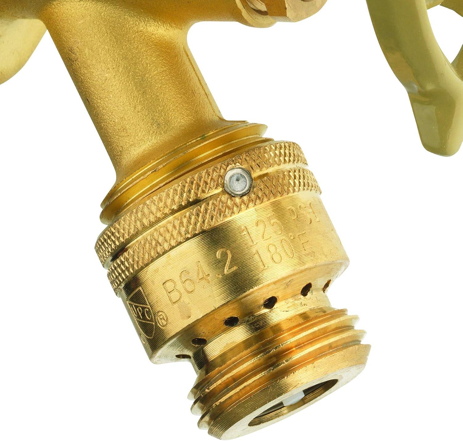 Homewerks Worldwide VACBFPZ4B Vacuum Breaker Hose Bib Backflow Preventer, 3/4 Inch, Brass