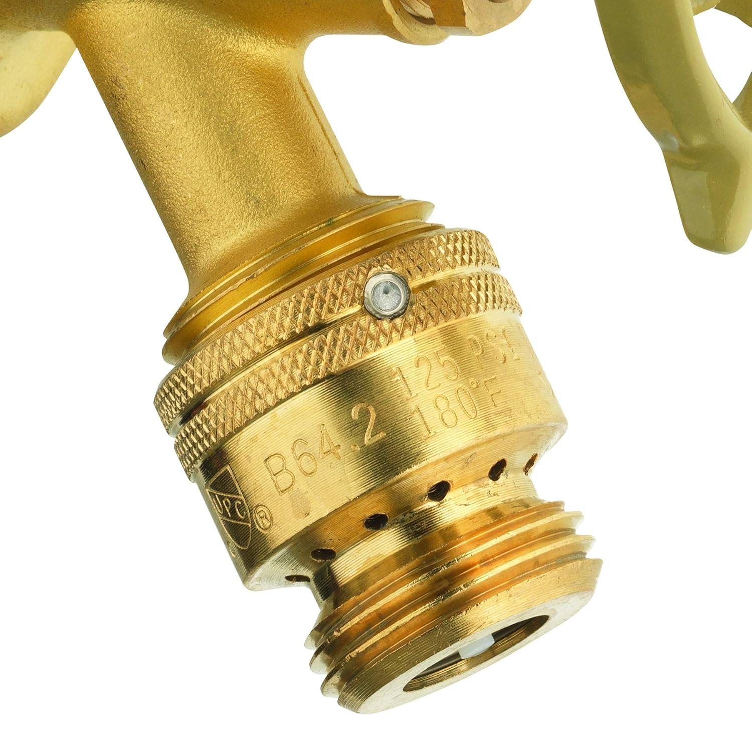 Homewerks Worldwide VACBFPZ4B Vacuum Breaker Hose Bib Backflow Preventer, 3/4 Inch, Brass