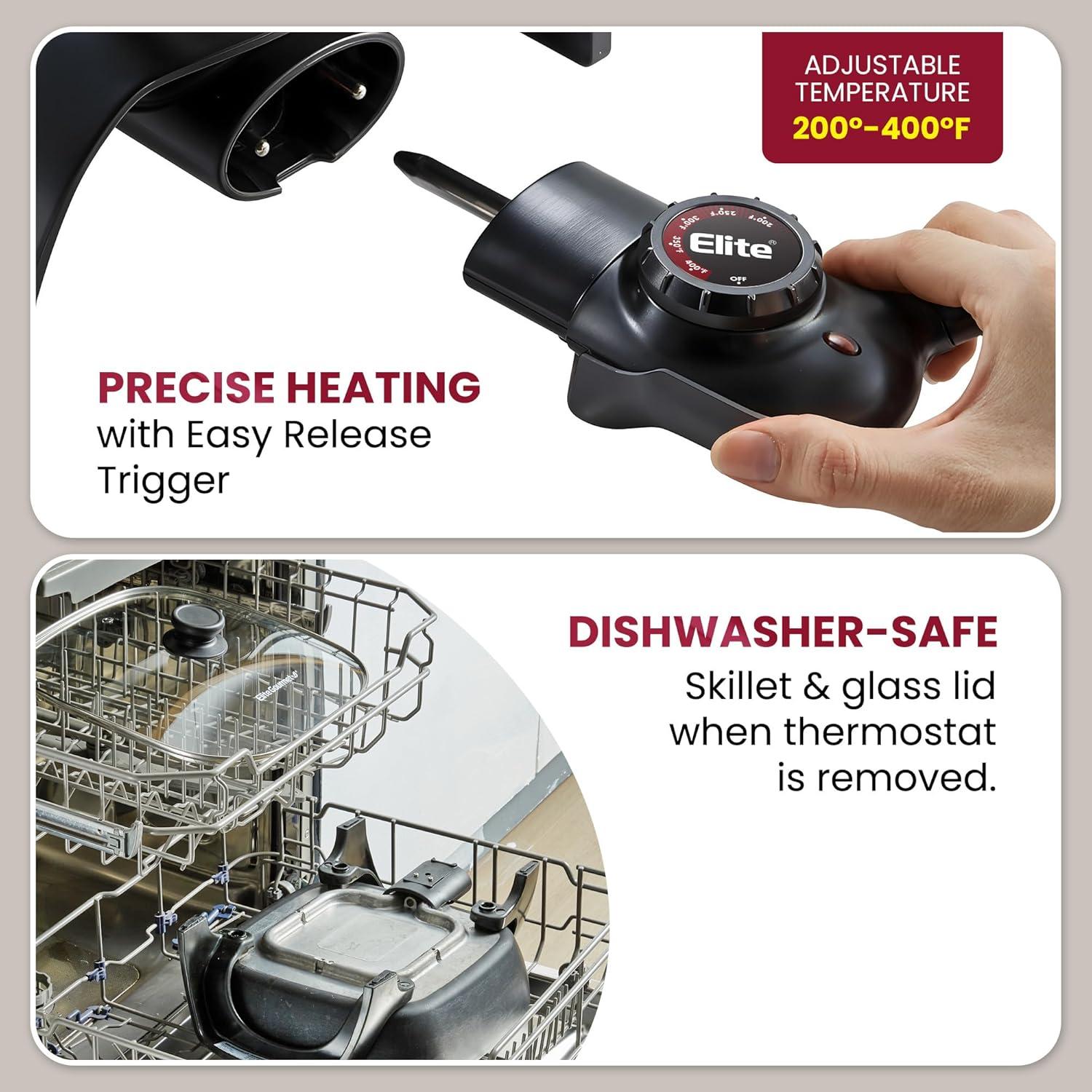 Elite Gourmet Healthy Ceramic Coated Electric Skillet