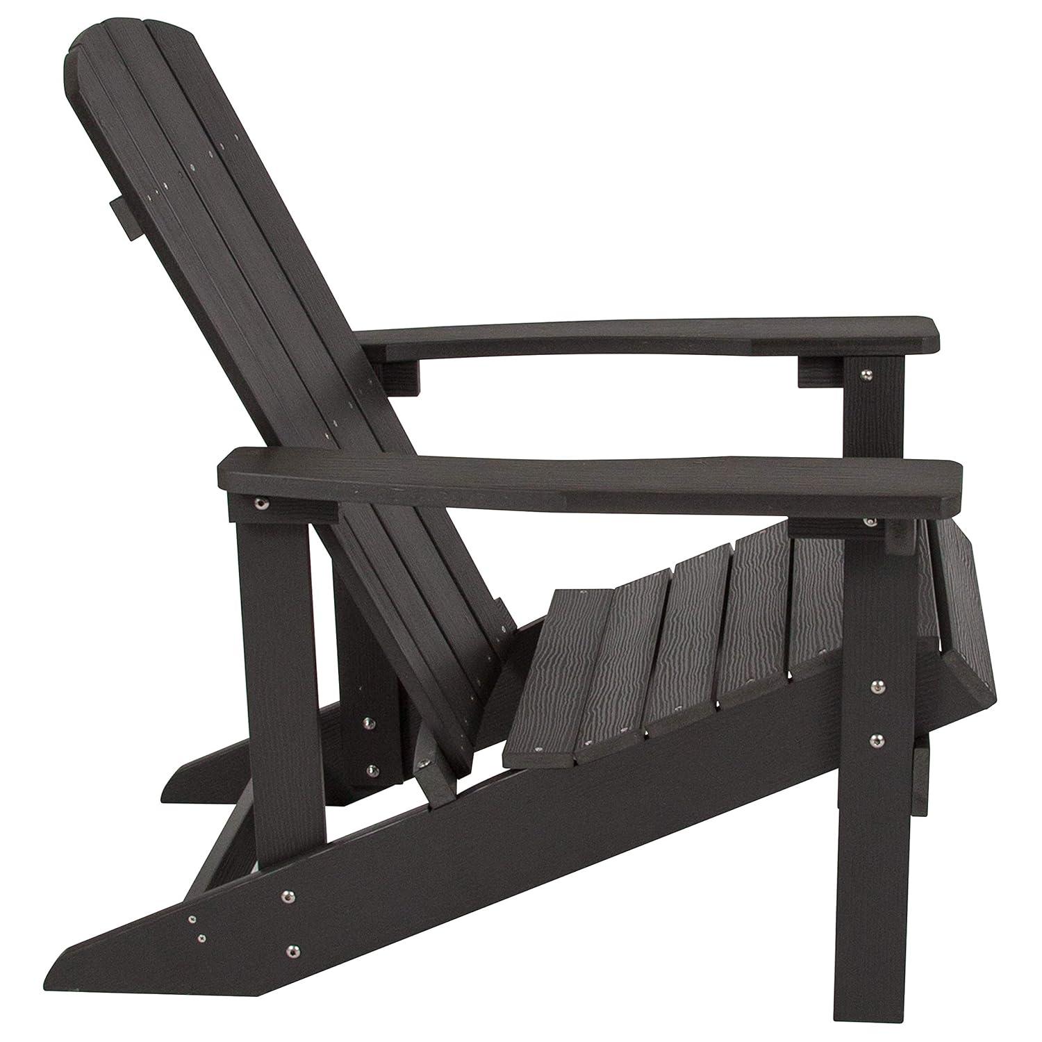 Flash Furniture Charlestown All-Weather Poly Resin Wood Adirondack Chair in Slate Gray