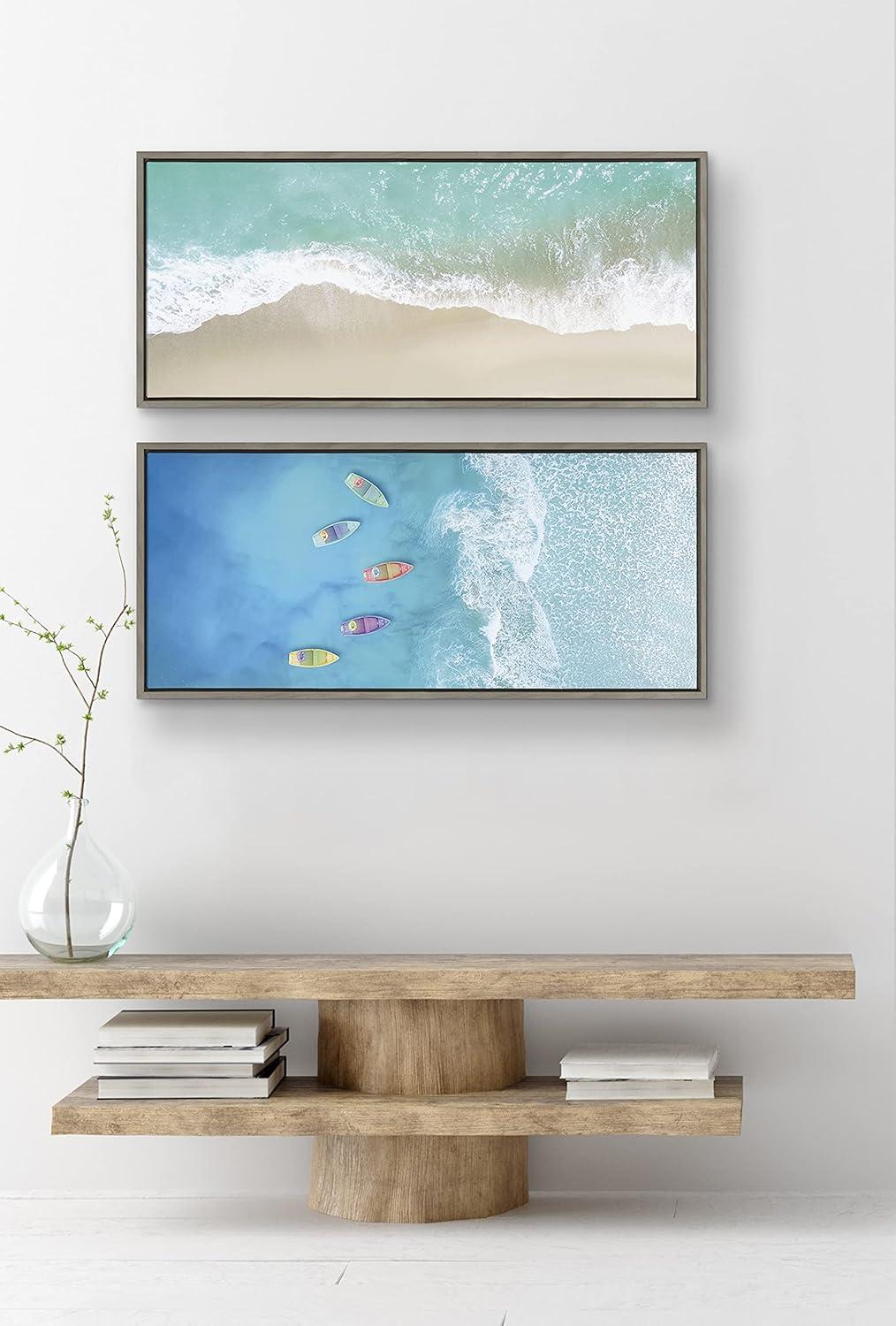 18" x 40" Sylvie Tropical Escape by The Creative Bunch Studio Framed Wall Canvas Gray - Kate & Laurel All Things Decor