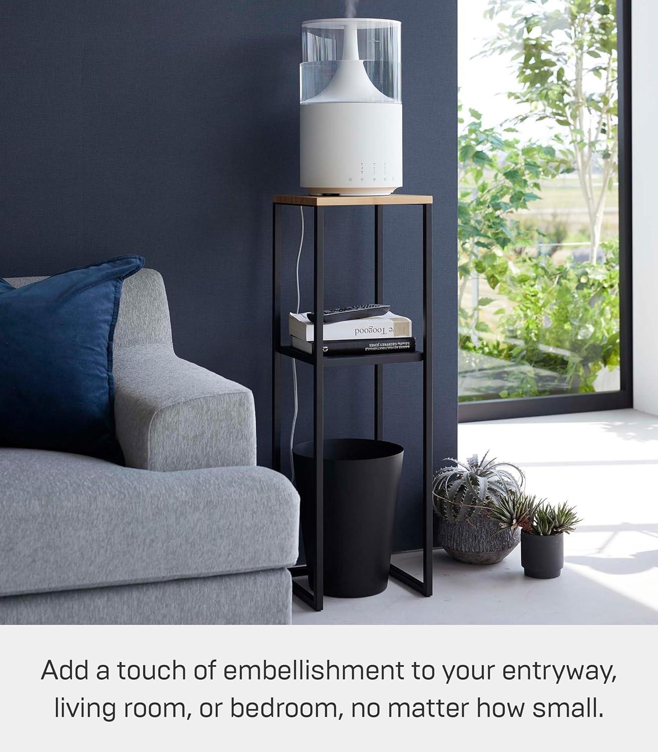 Yamazaki Home Two-Tier Display and Storage Shelf, Black, Steel + Wood