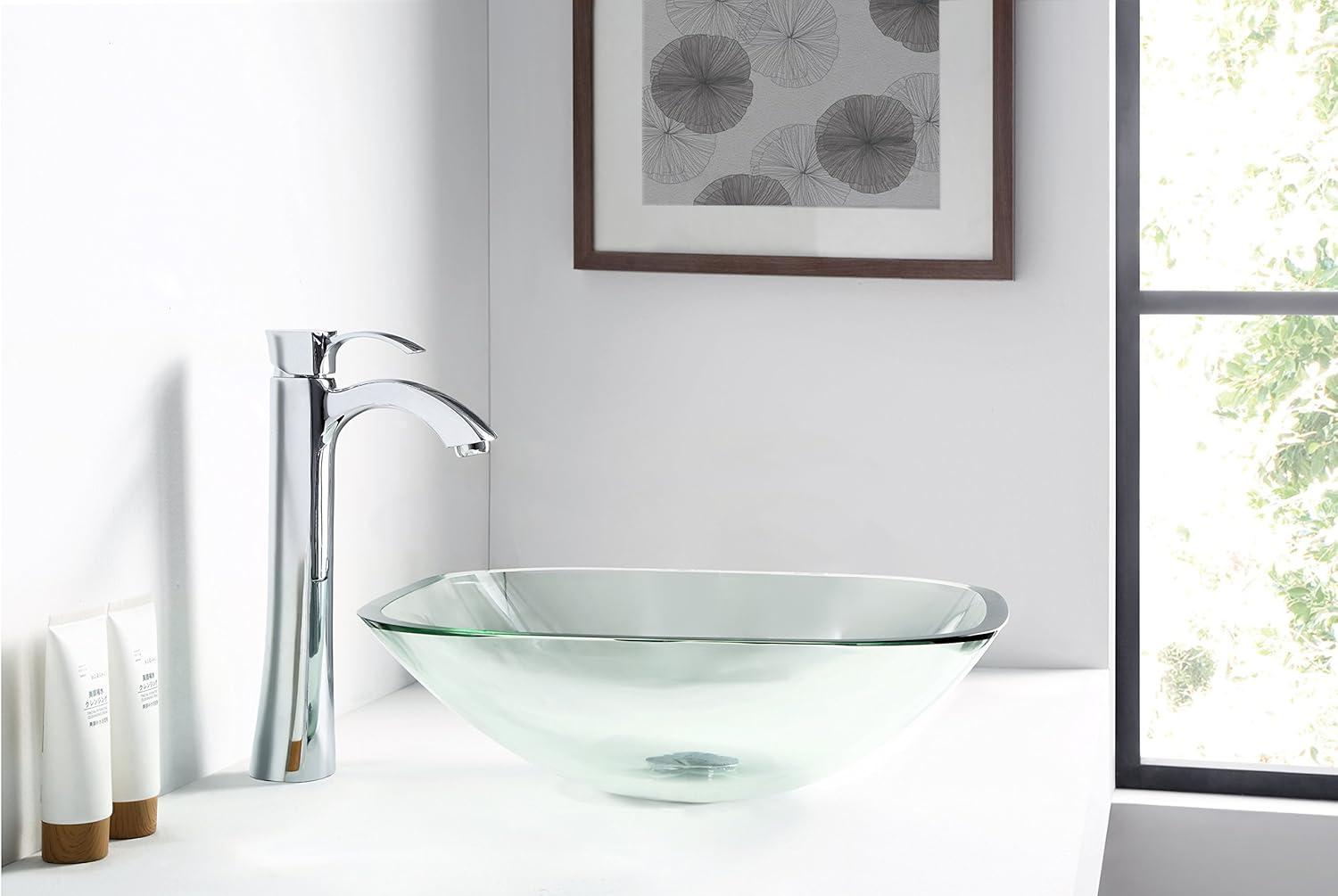 ANZZI Cadenza 16.5'' White Tempered Glass Circular Bathroom Sink