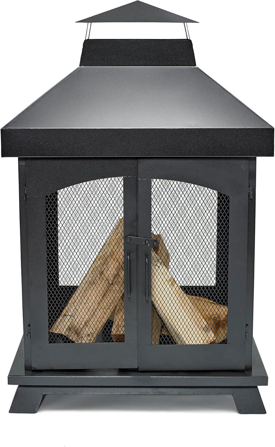 Black Steel 45" Wood Burning Outdoor Chimenea