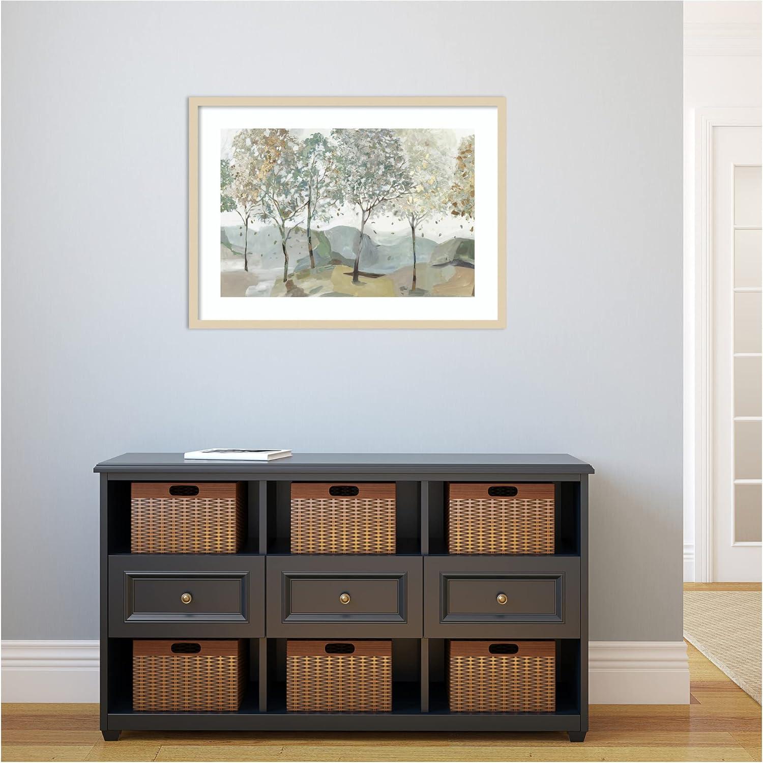 Blue Tree Ridge I Framed Landscape Print in Natural Wood