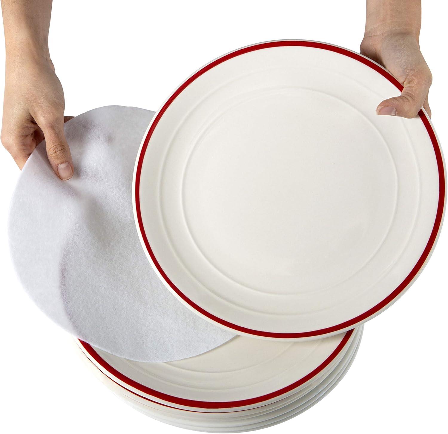 Dinner Plate Dinnerware Storage Box - Simplify: Protective Felt Dividers, Stackable, Polyester Material, Spot Clean