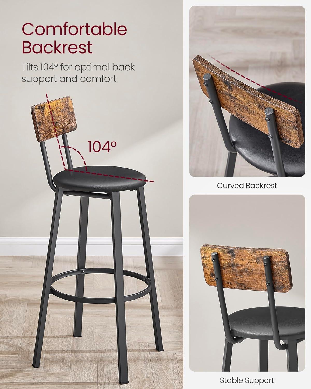 Upholstered Counter Stool with Metal Frame