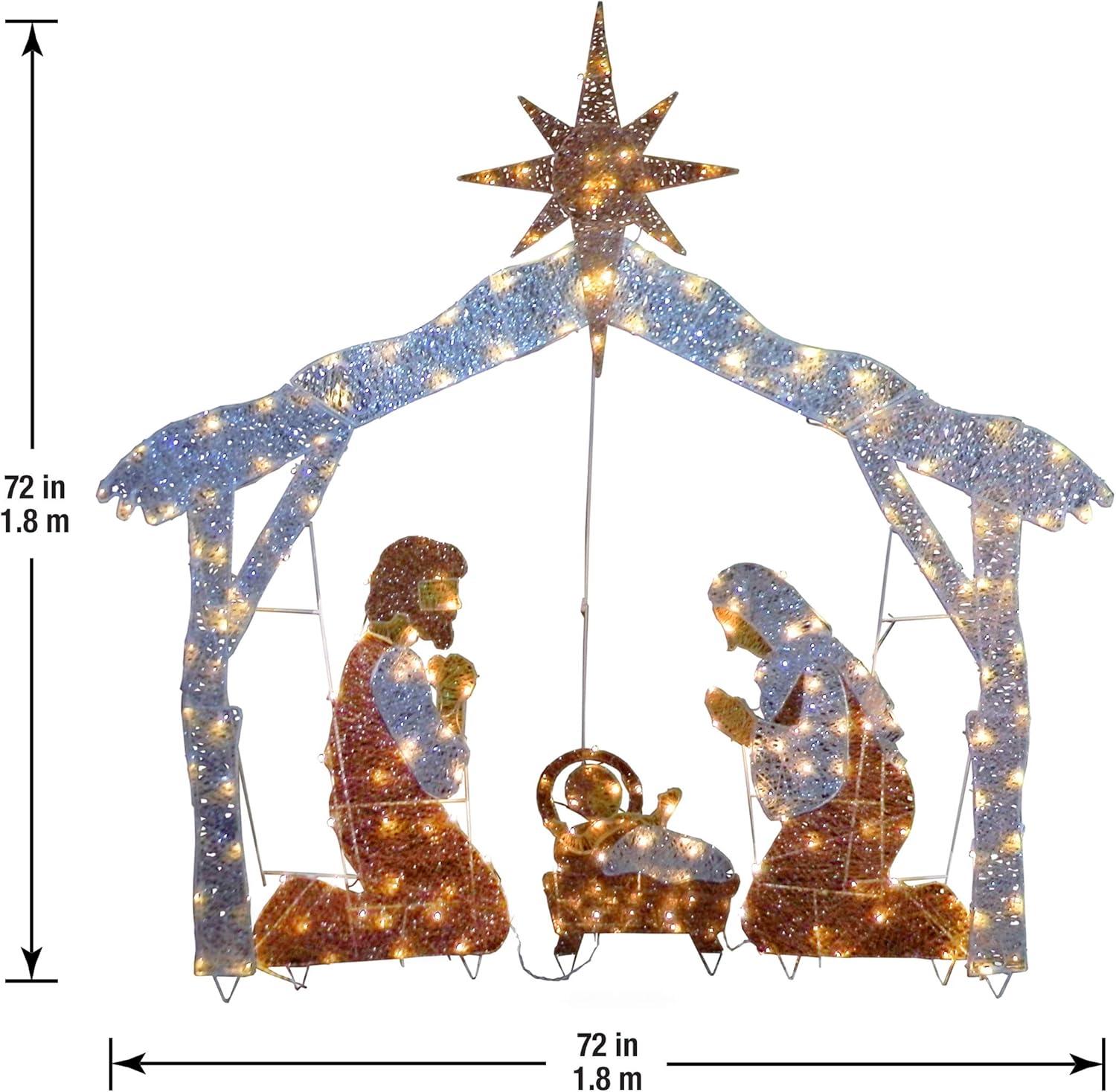 72" Nativity Scene White Lights - National Tree Company