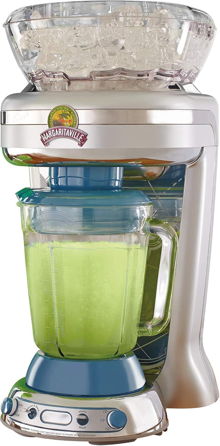 Margaritaville Key West Frozen Concoction Maker Ice Shaver and Crusher Blue/Silver: 64oz Capacity, 450W, Dishwasher-Safe Parts