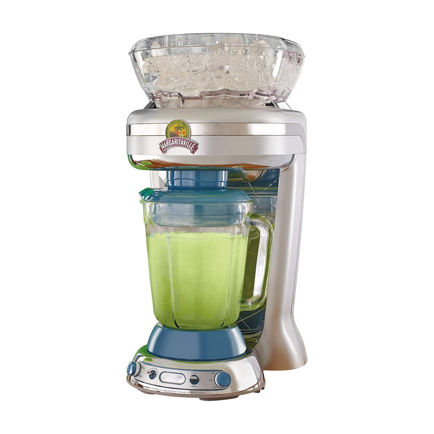 Margaritaville Key West Frozen Concoction Maker Ice Shaver and Crusher Blue/Silver: 64oz Capacity, 450W, Dishwasher-Safe Parts