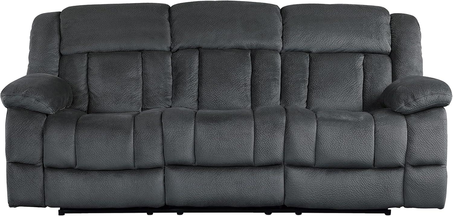 Lexicon Laurelton 90" Traditional Microfiber Double Reclining Sofa in Charcoal