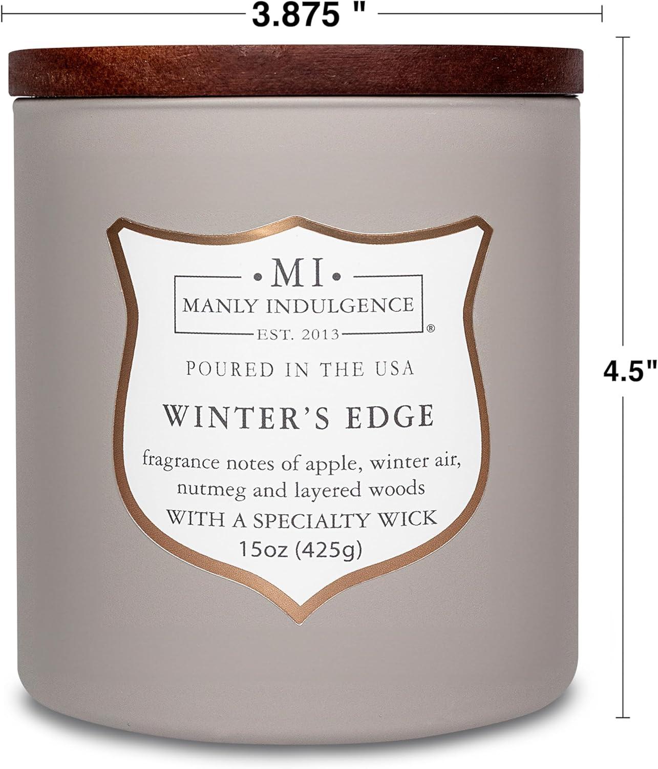 Manly Indulgence Signature Winter's Edge Scented Jar Candle, 15 oz, 60h Burn, Woody & Earthy
