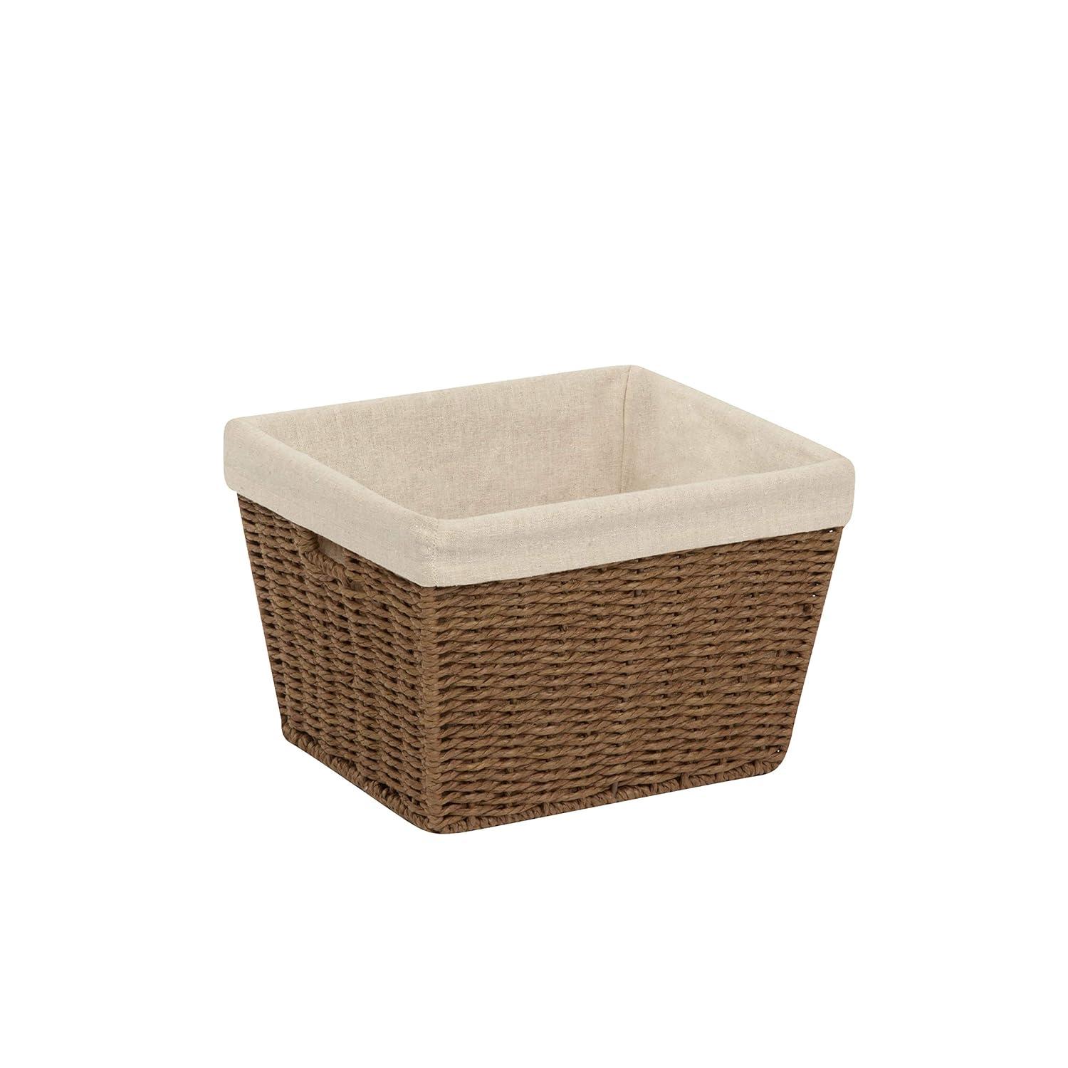 Honey-Can-Do Paper Rope and Steel Storage Basket with Liner, Brown/Natural