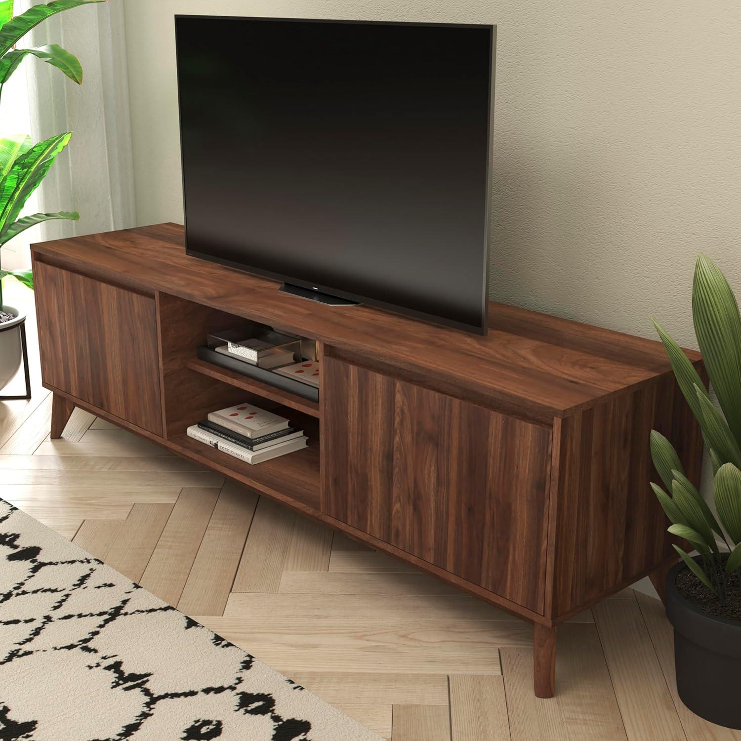 Flash Furniture Hatfield Mid-Century Modern TV Stand for up to 64 inch TV's - Media Center with Adjustable Center Shelf and Dual Soft Close Doors