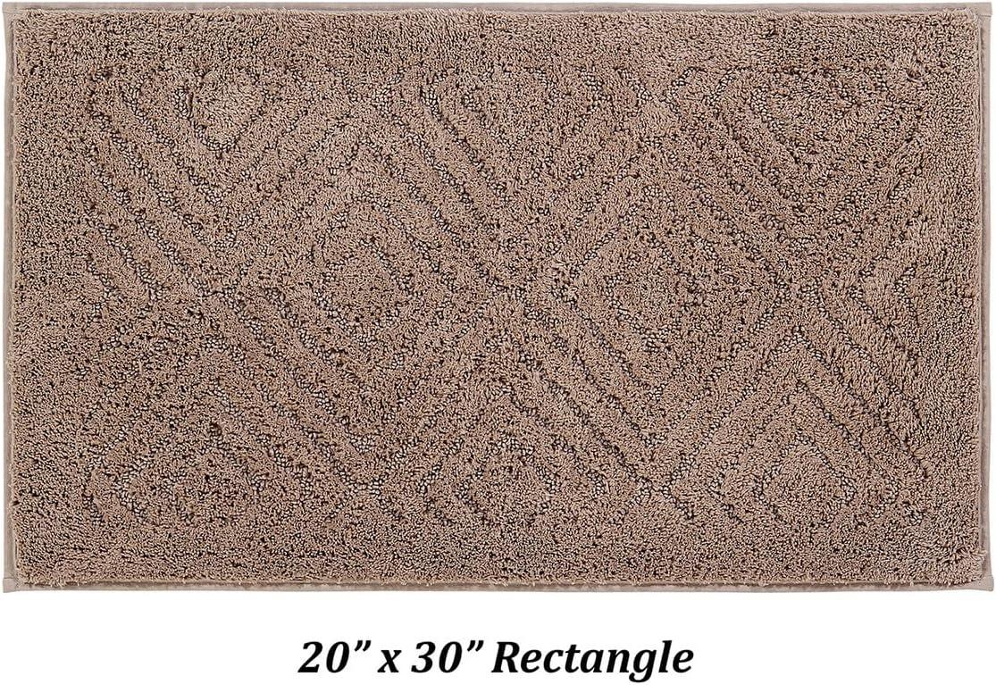 Beige Diamond Pattern Tufted Cotton Bath Rug 20" x 30"