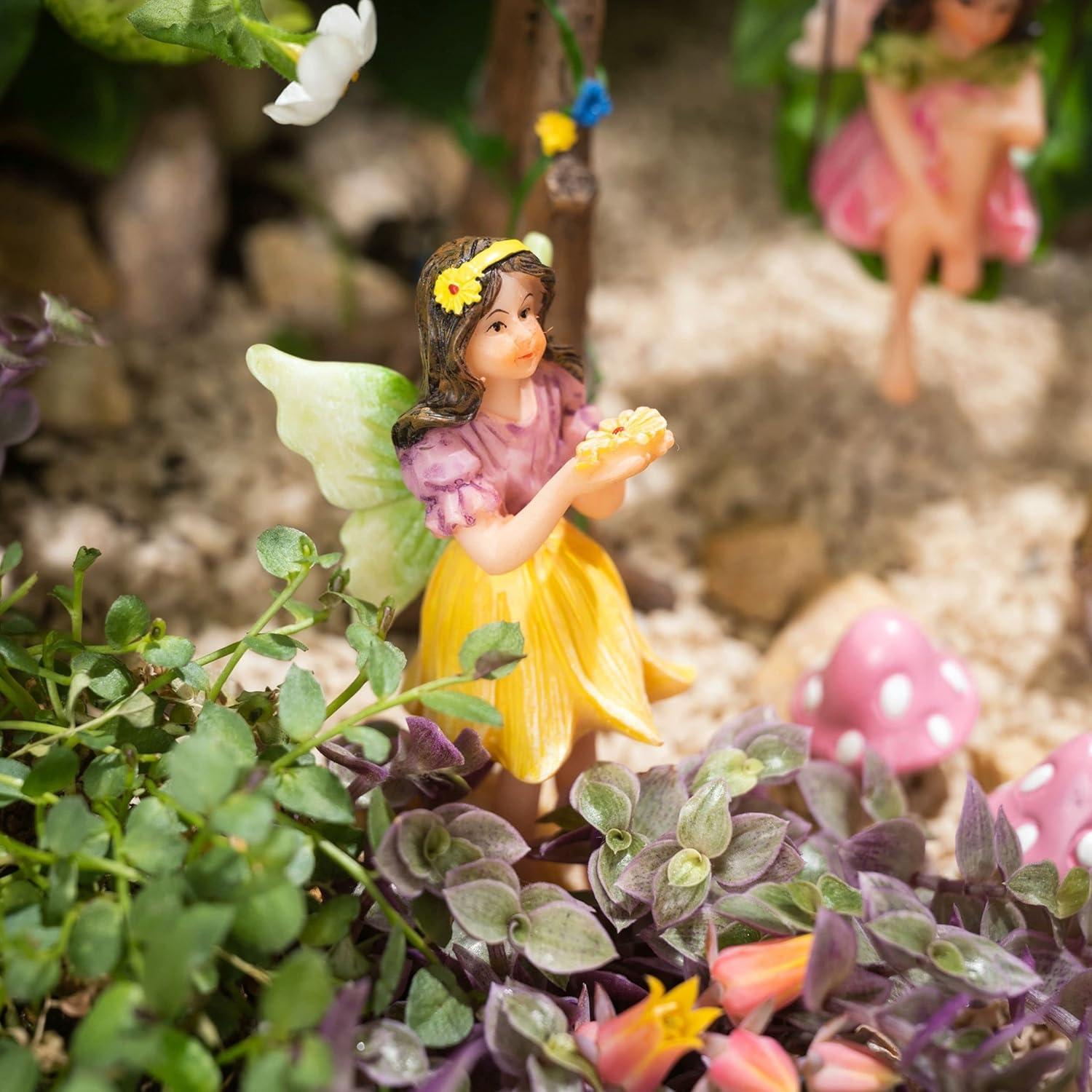 PRETMANNS Fairy Garden Accessories with Garden Fairy Figurines - Adorable Fairies for Fairy Gardens, Cute Fairy Garden Miniatures with a Fairy Furniture Kit C21
