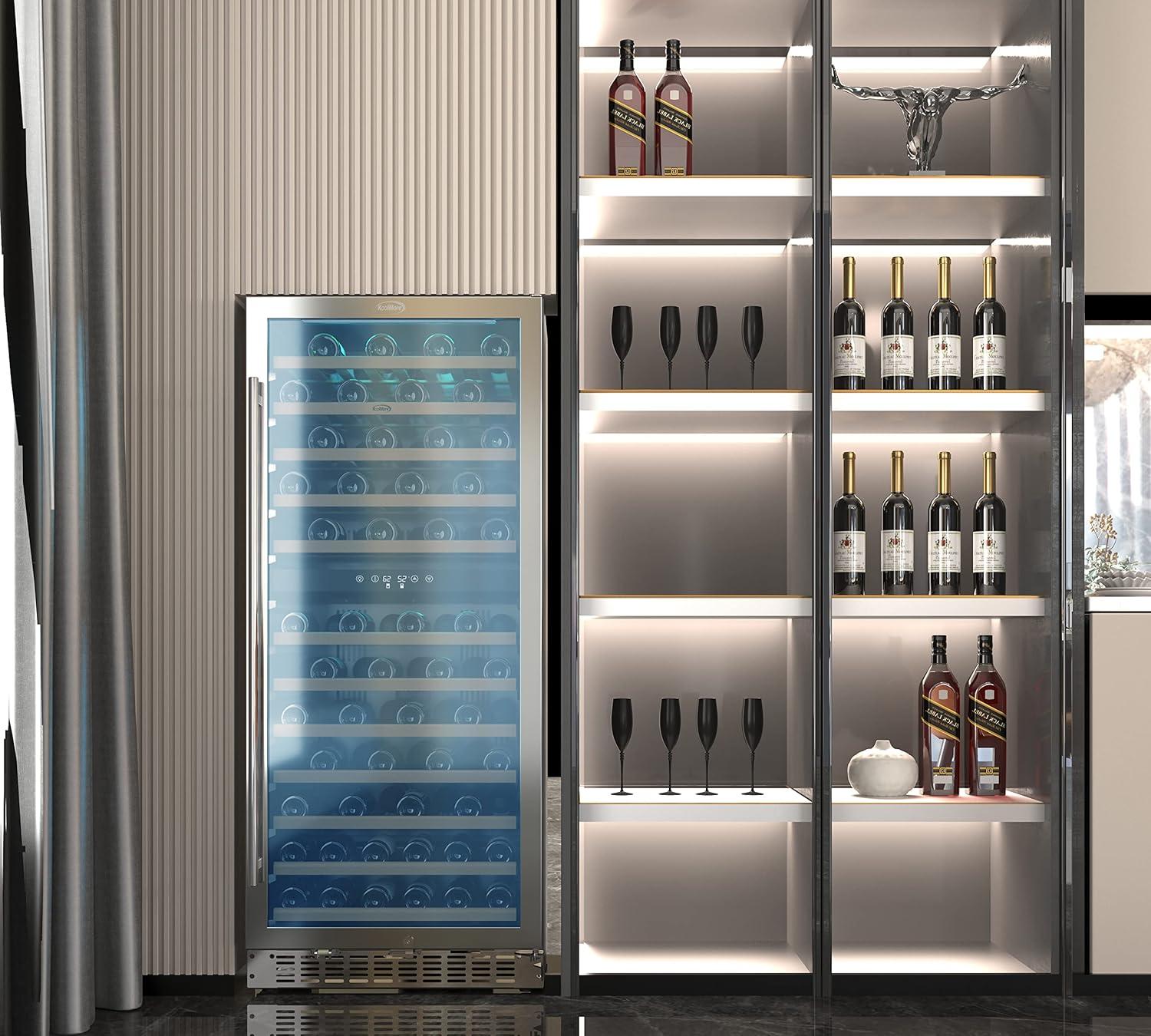 KoolMore 23" Dual Zone Silver Wine Cooler with Glass Door