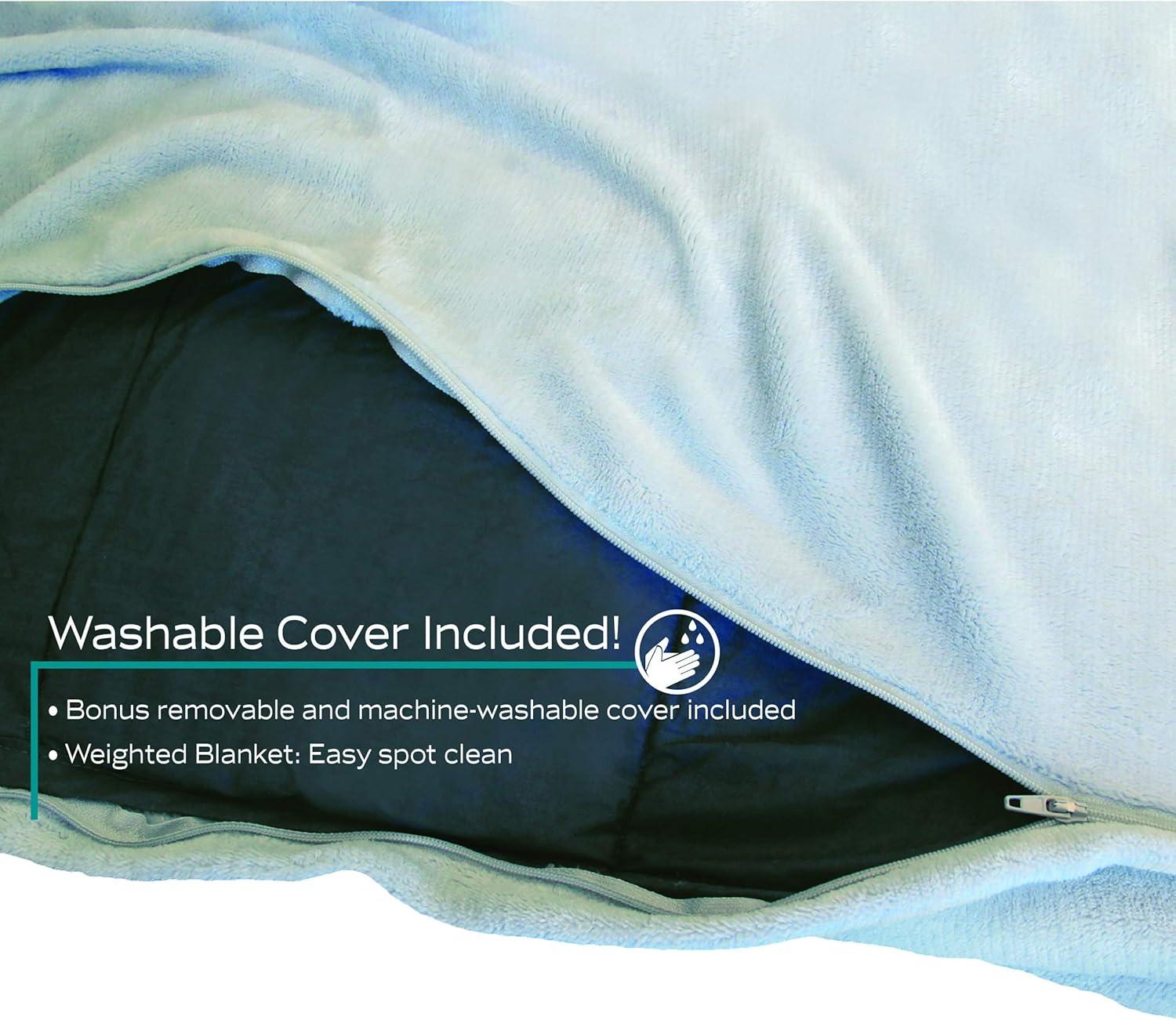 DreamLab 15lb Weighted Blanket with Washable Cover, Grey