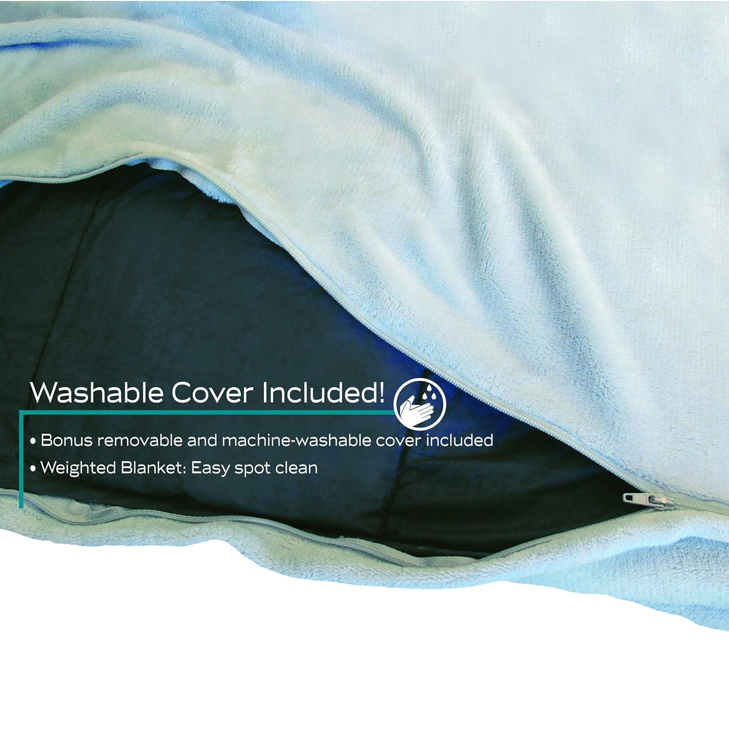 DreamLab 15lb Weighted Blanket with Washable Cover, Grey